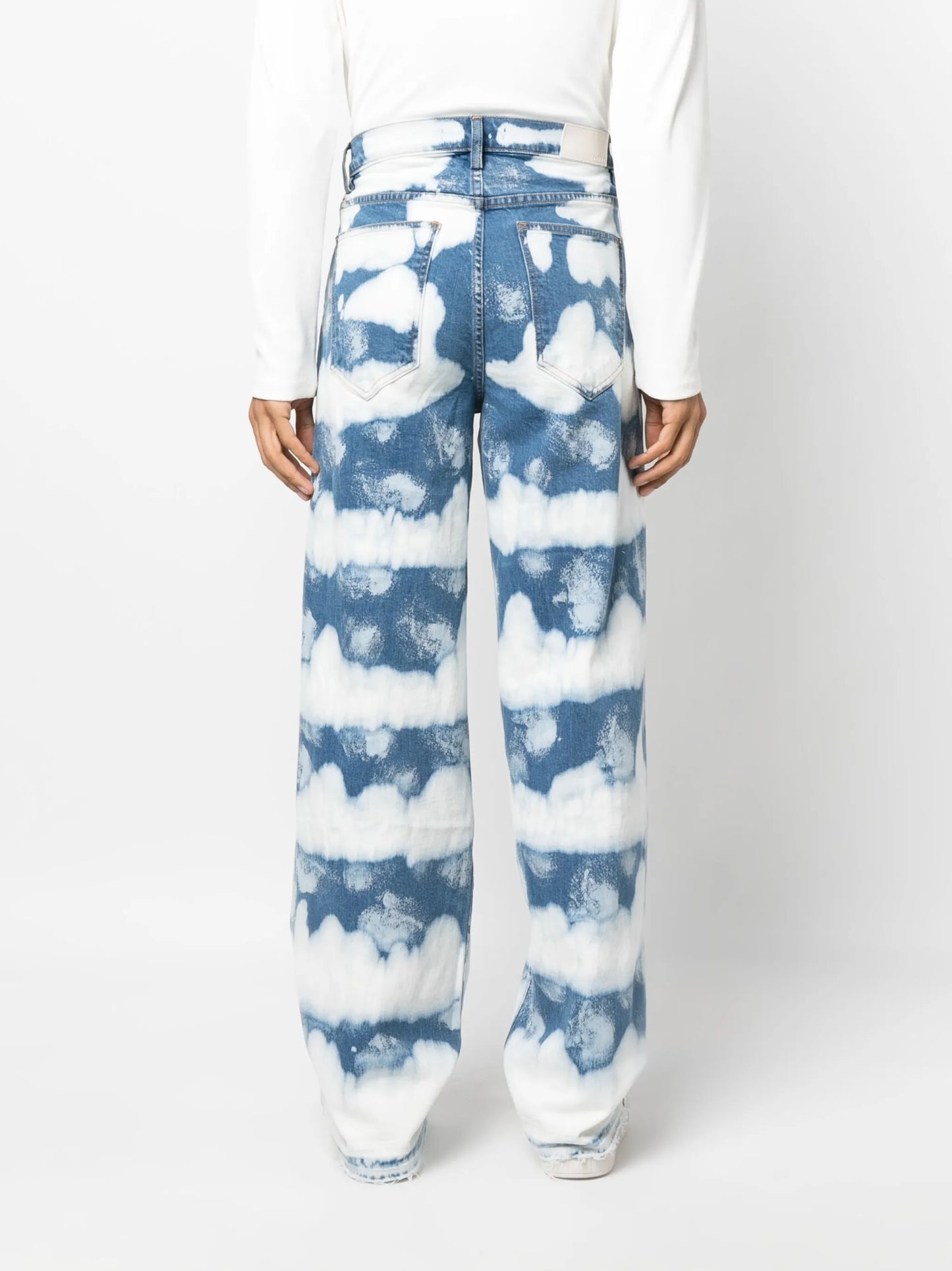 ocean-waves effect wide-leg jeans
