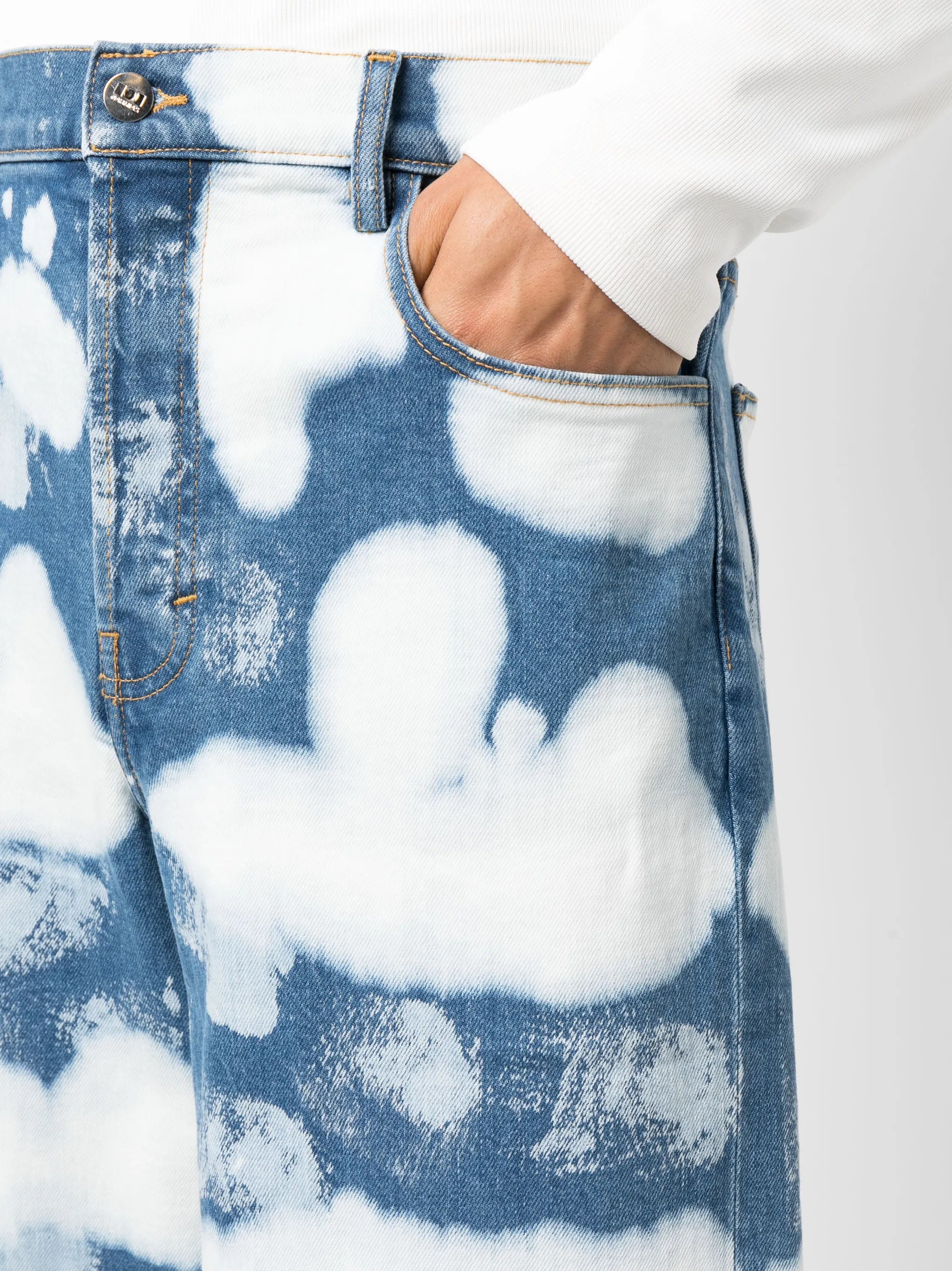 ocean-waves effect wide-leg jeans