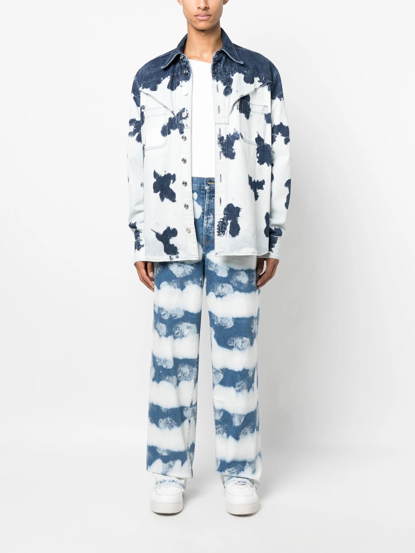ocean-waves effect wide-leg jeans