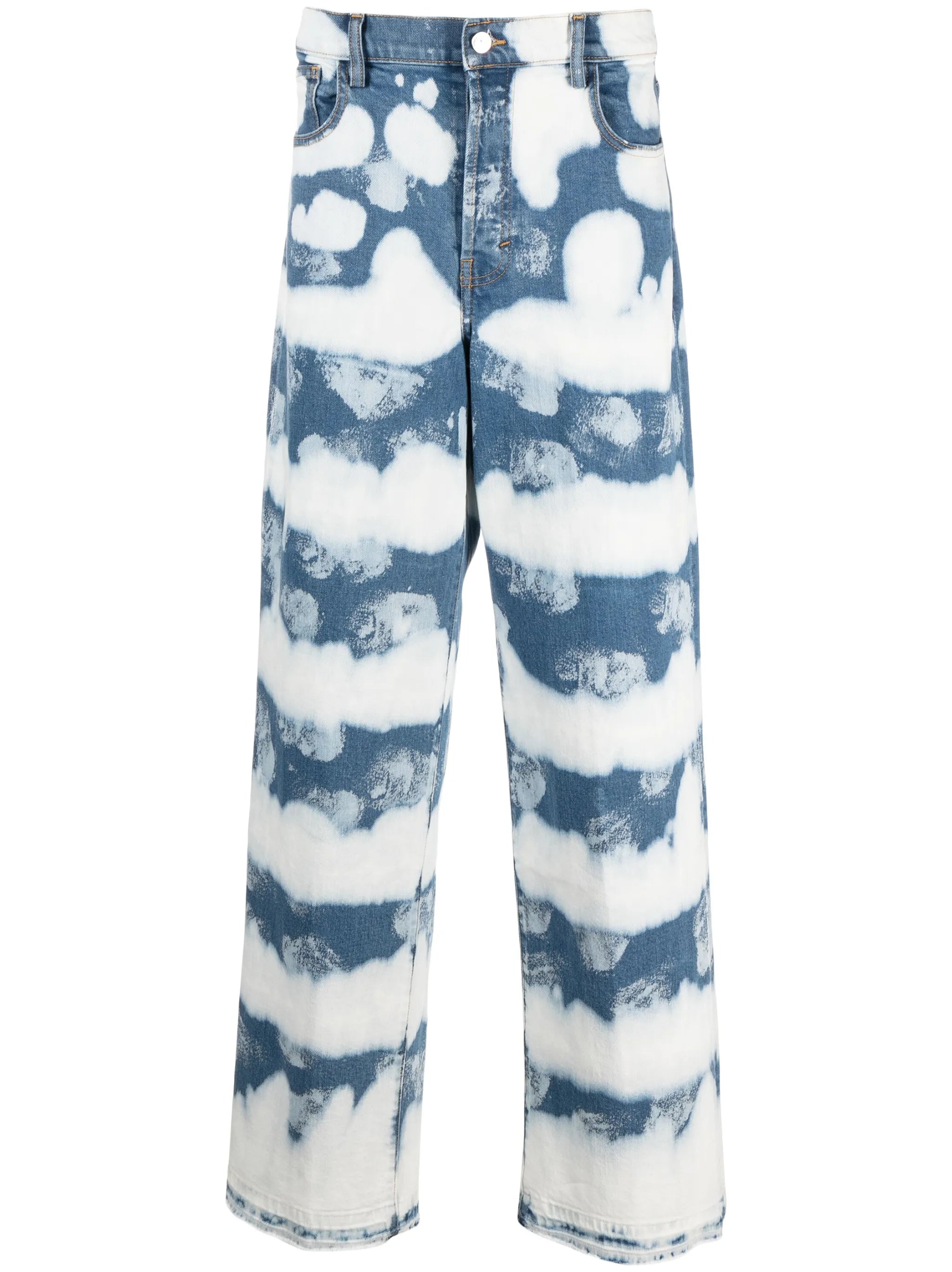 ocean-waves effect wide-leg jeans