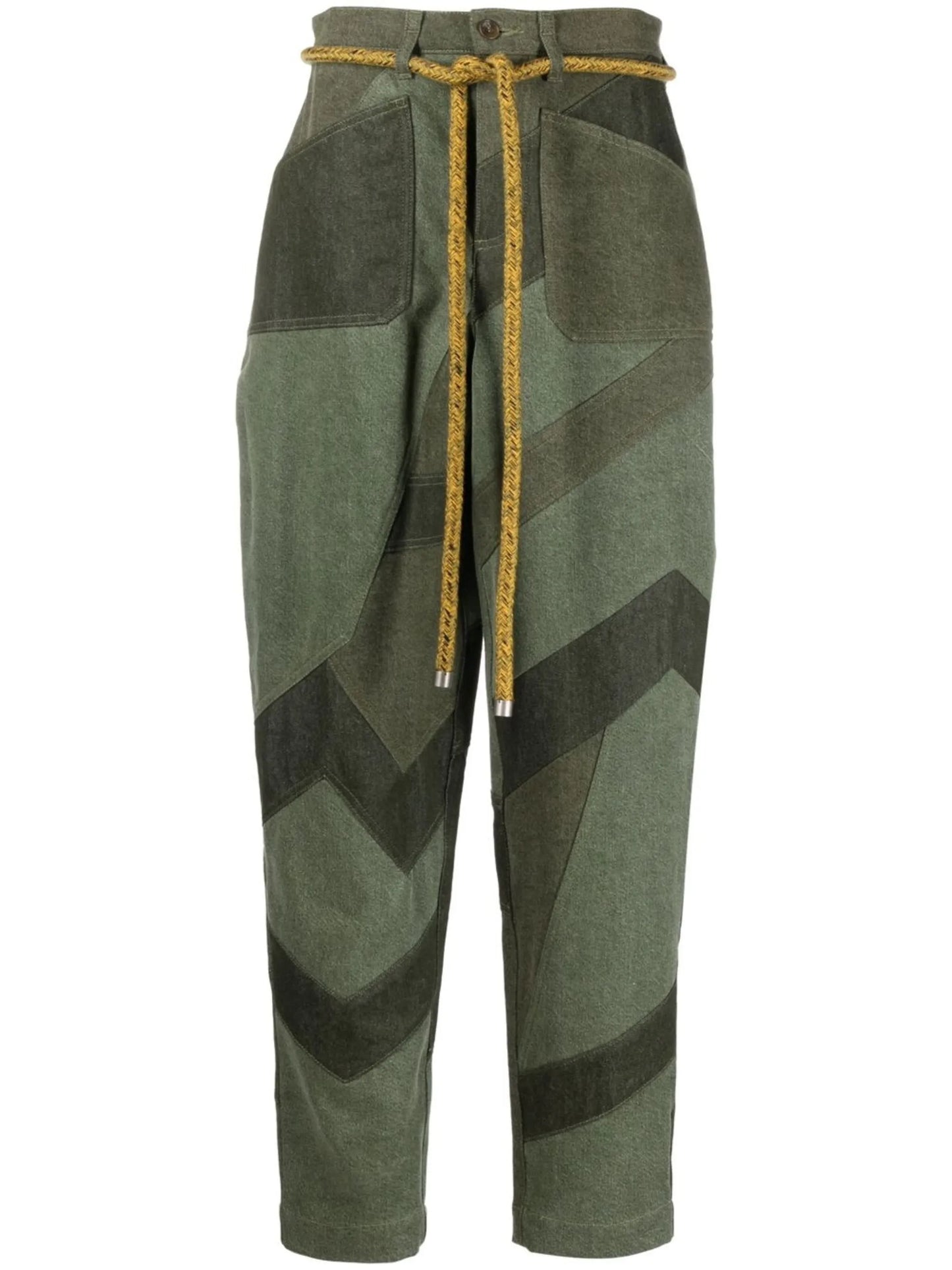 patchwork tapered-leg jeans