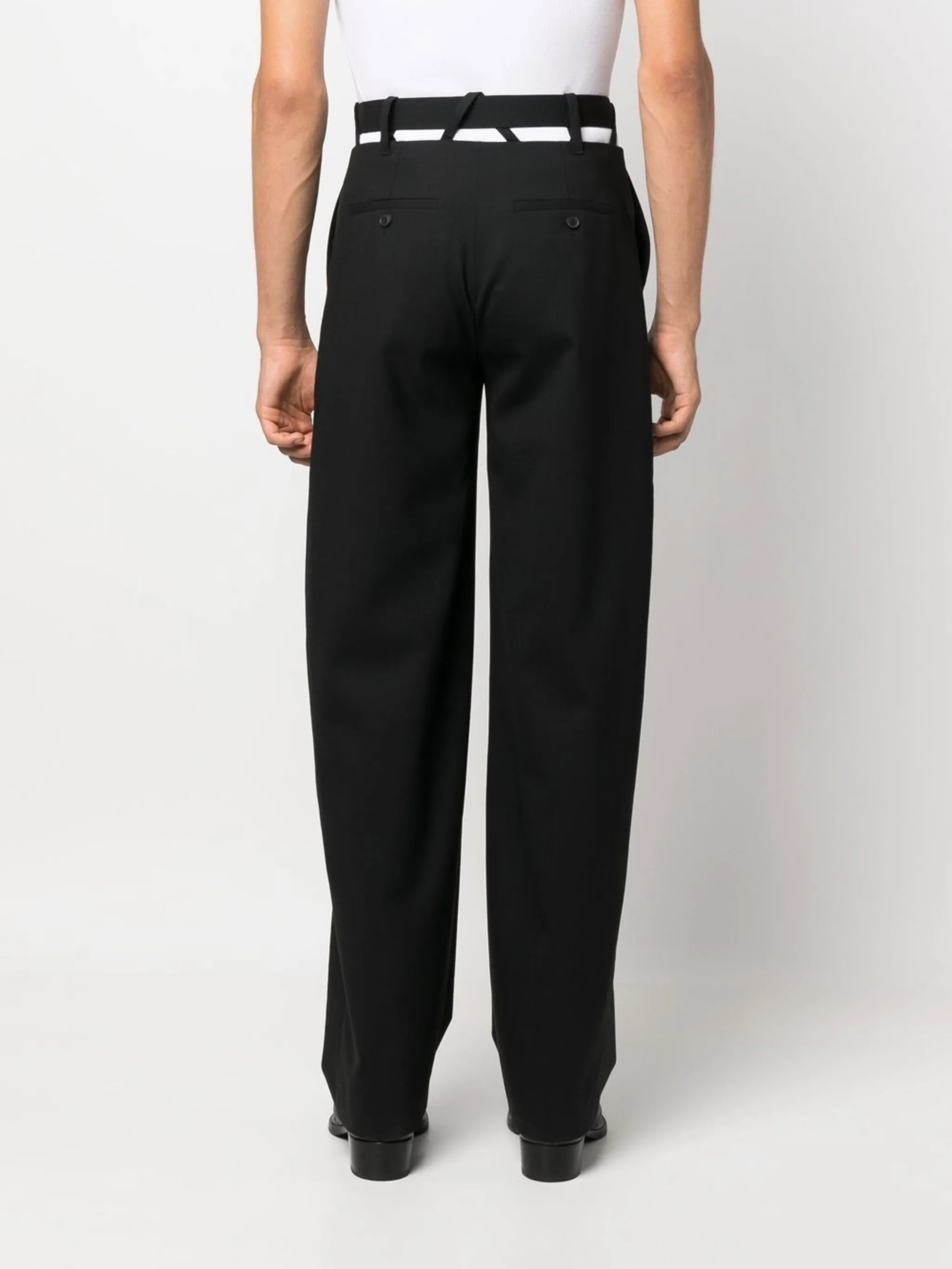Y-belt wide-leg trousers