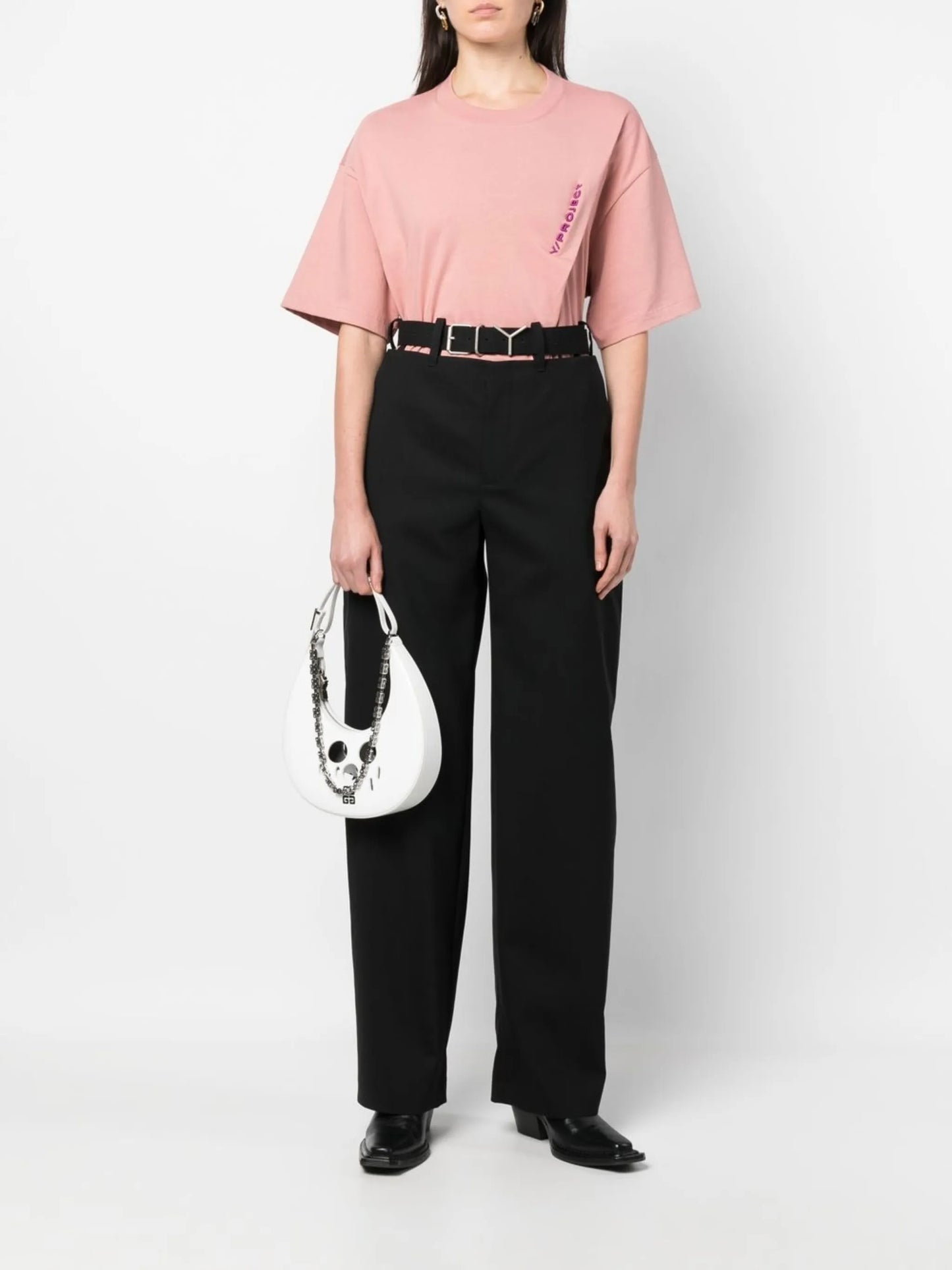 Y-belt wide-leg trousers
