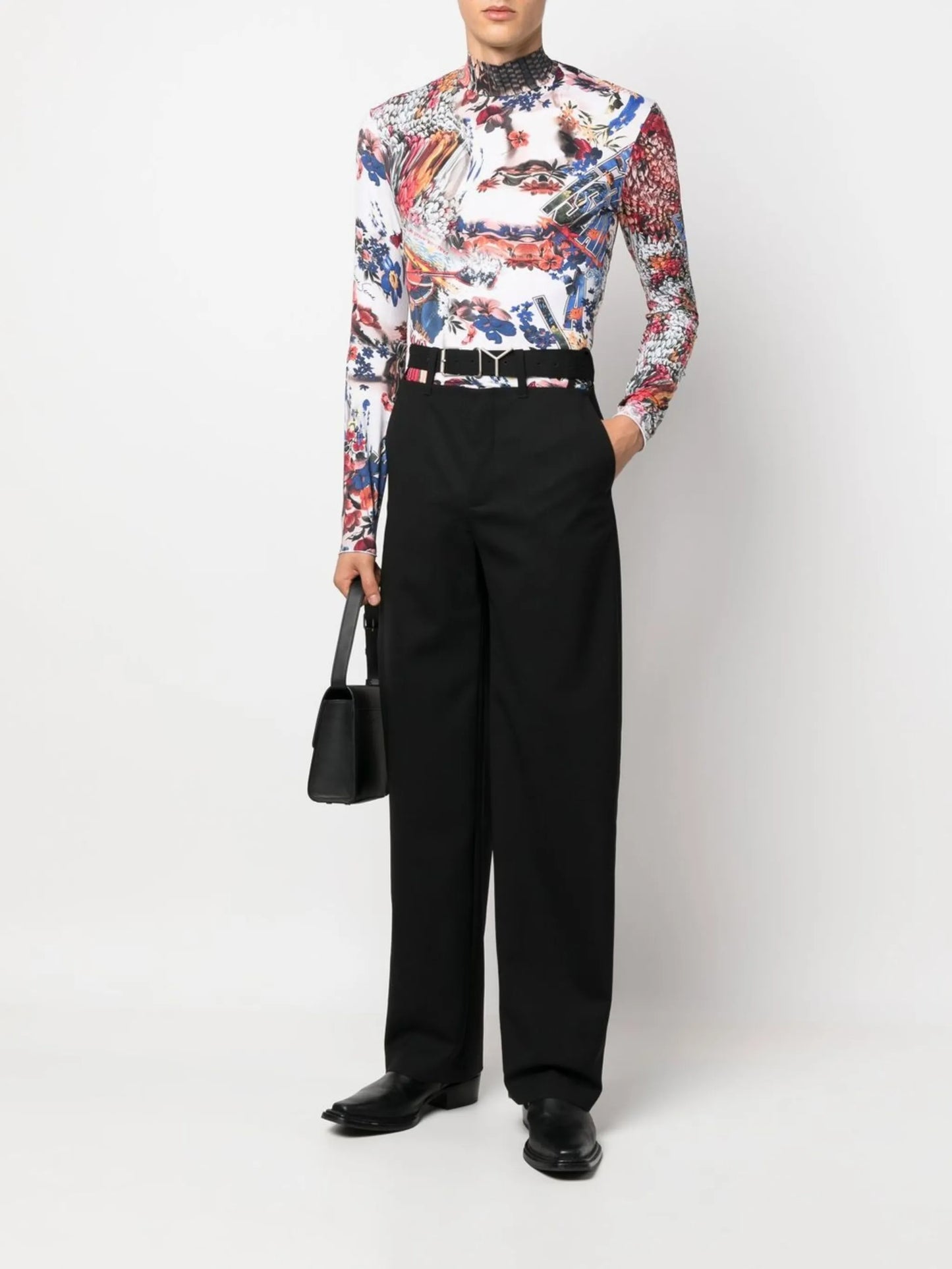 Y-belt wide-leg trousers