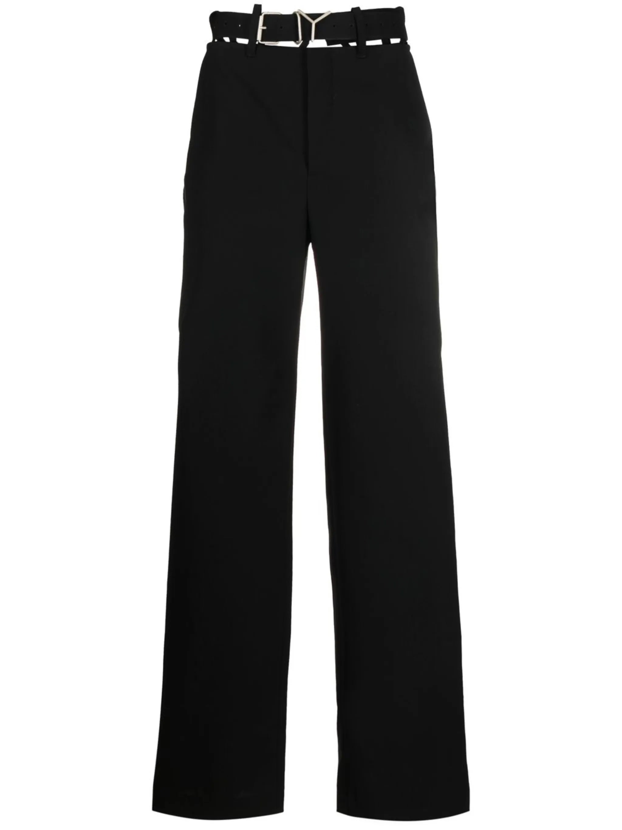 Y-belt wide-leg trousers
