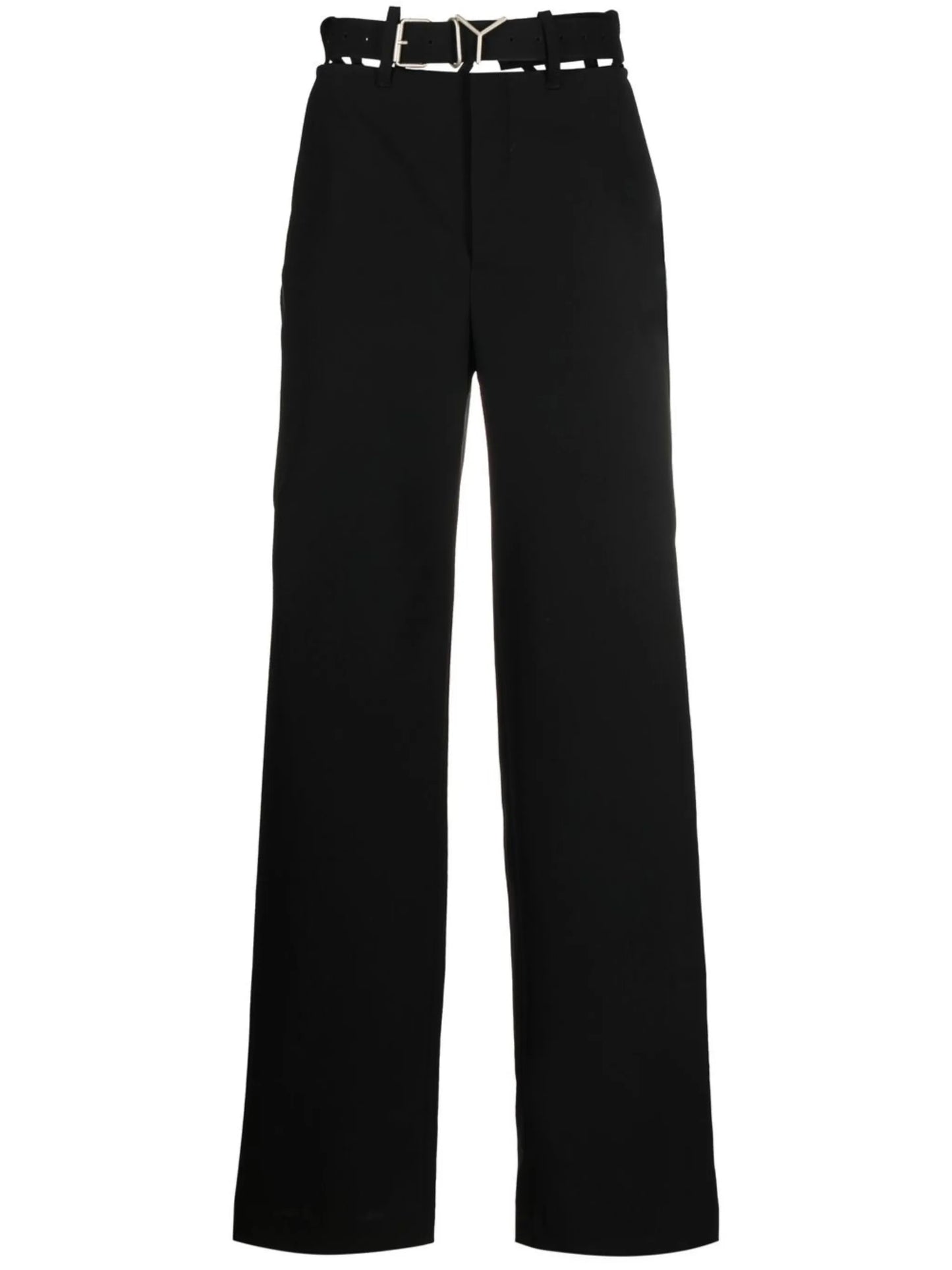 Y-belt wide-leg trousers