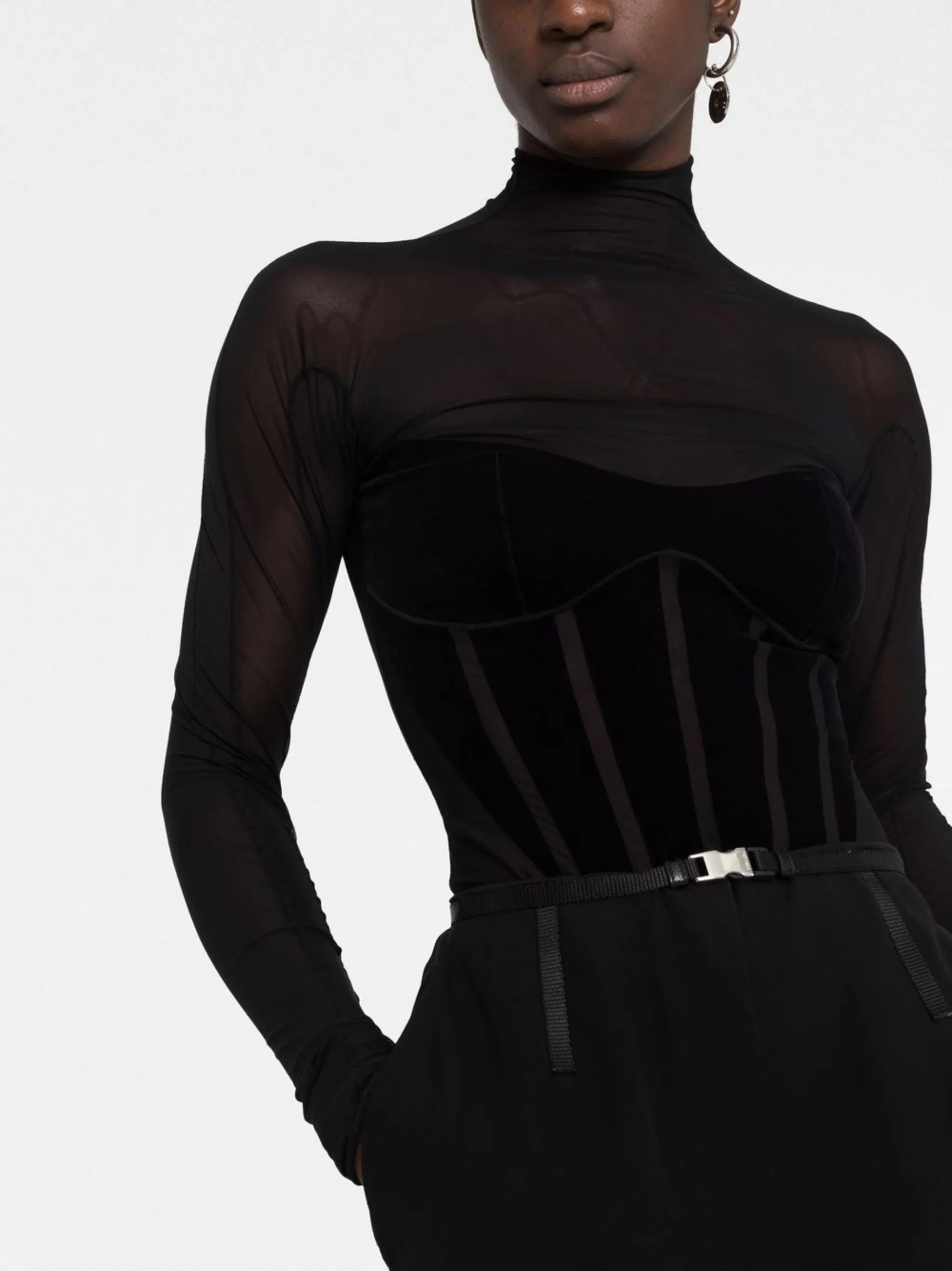 sheer panelled bodysuit