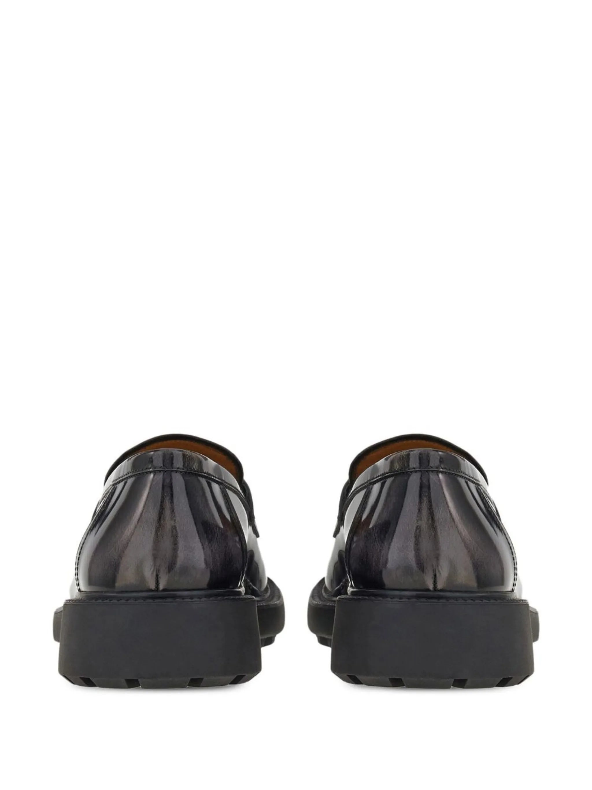 Gancini-plaque patent loafers