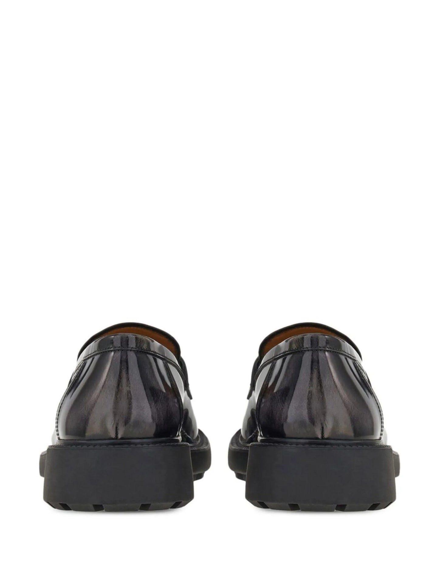 Gancini-plaque patent loafers