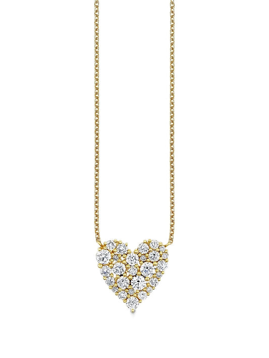 14kt yellow gold cocktail heart diamond pendant necklace