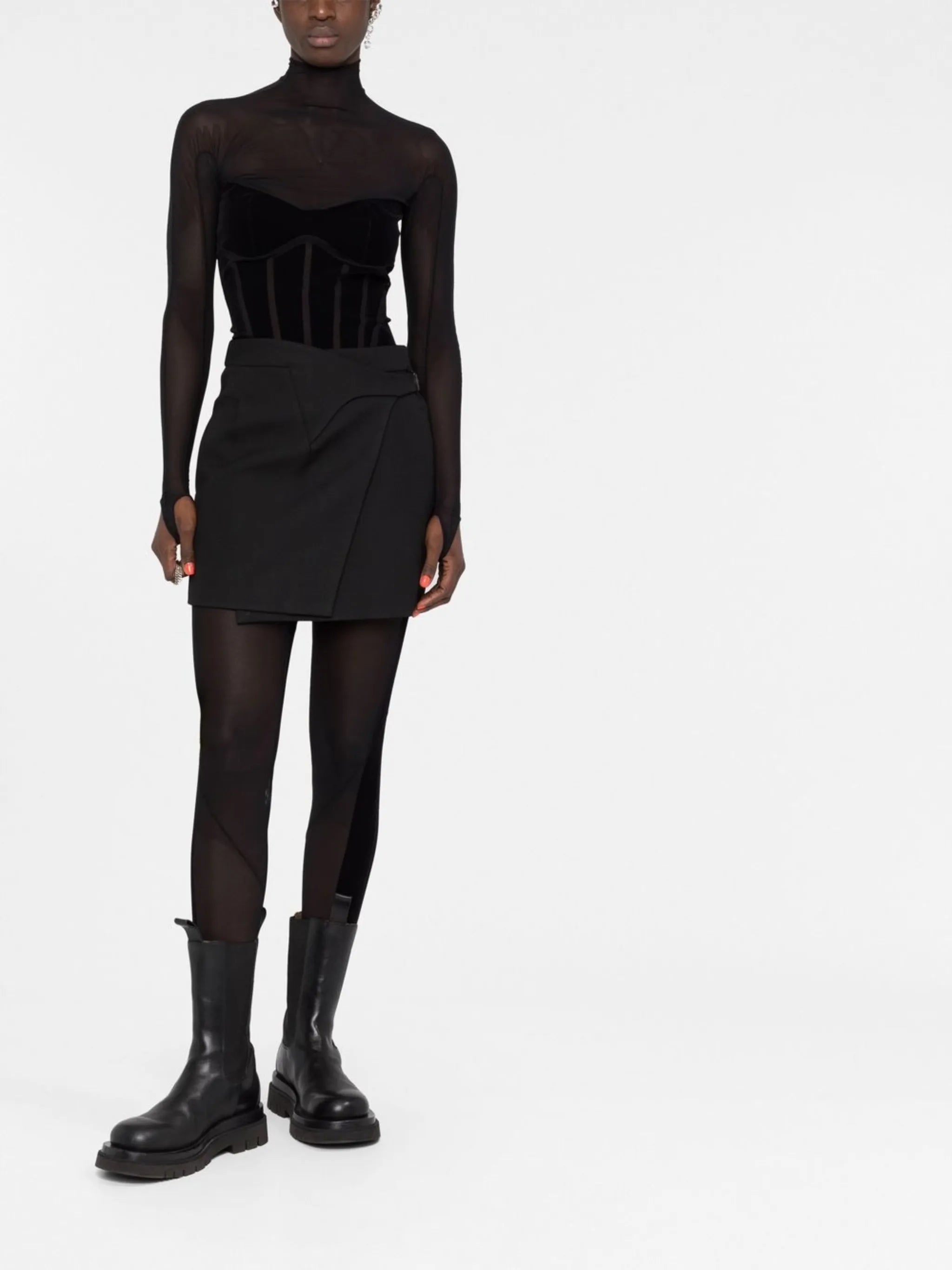 sheer long-length catsuit