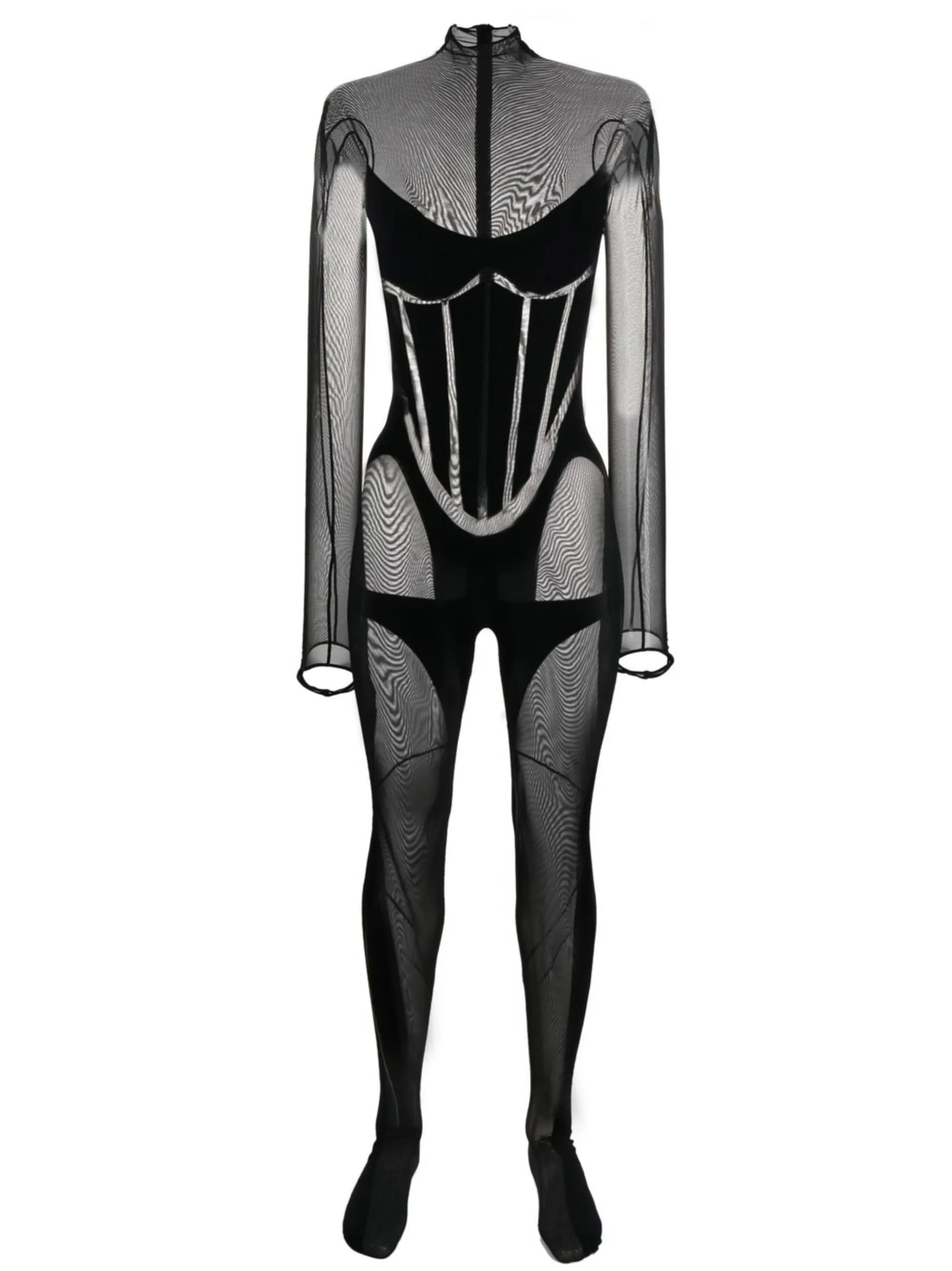 sheer long-length catsuit