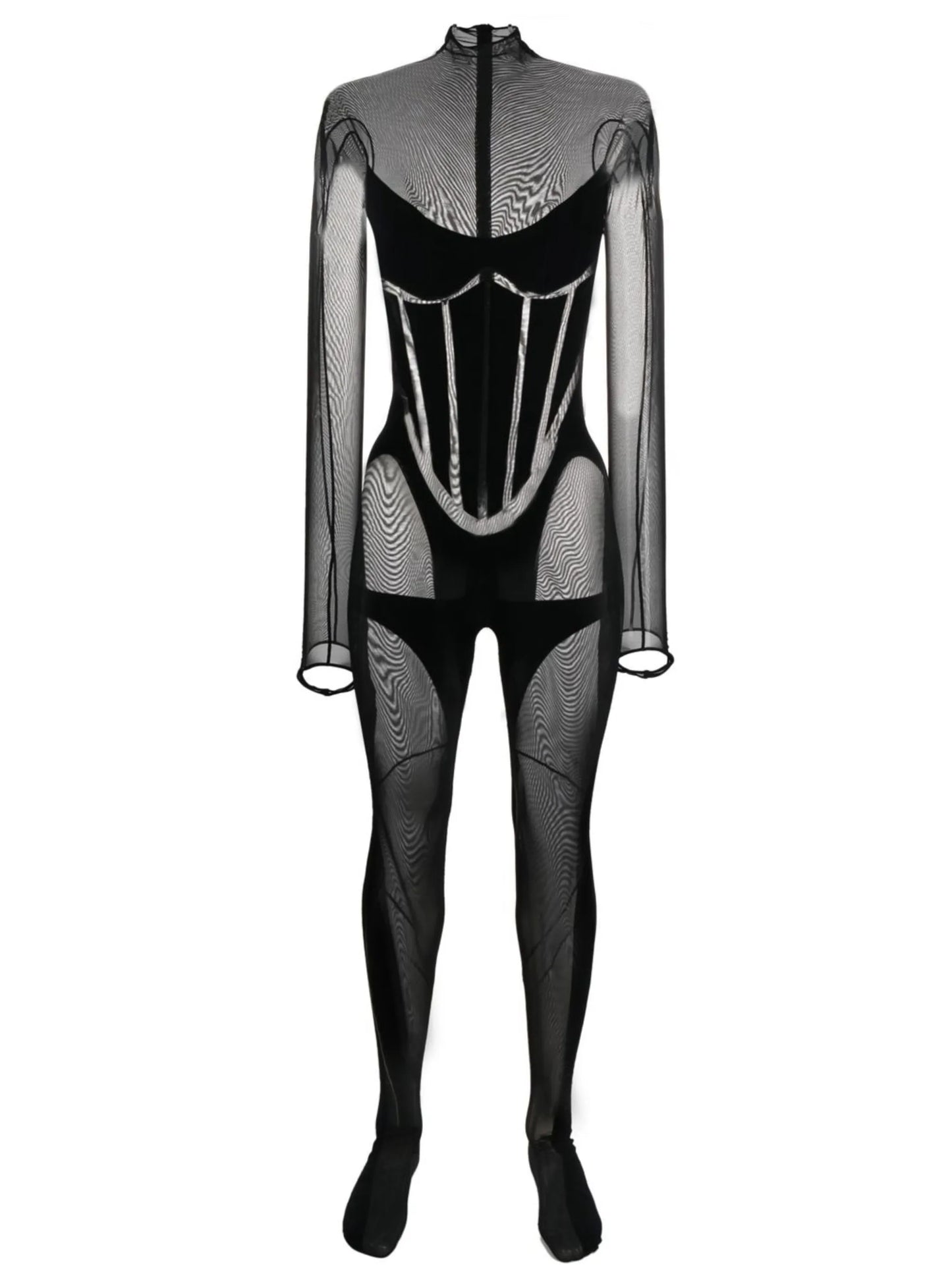 sheer long-length catsuit