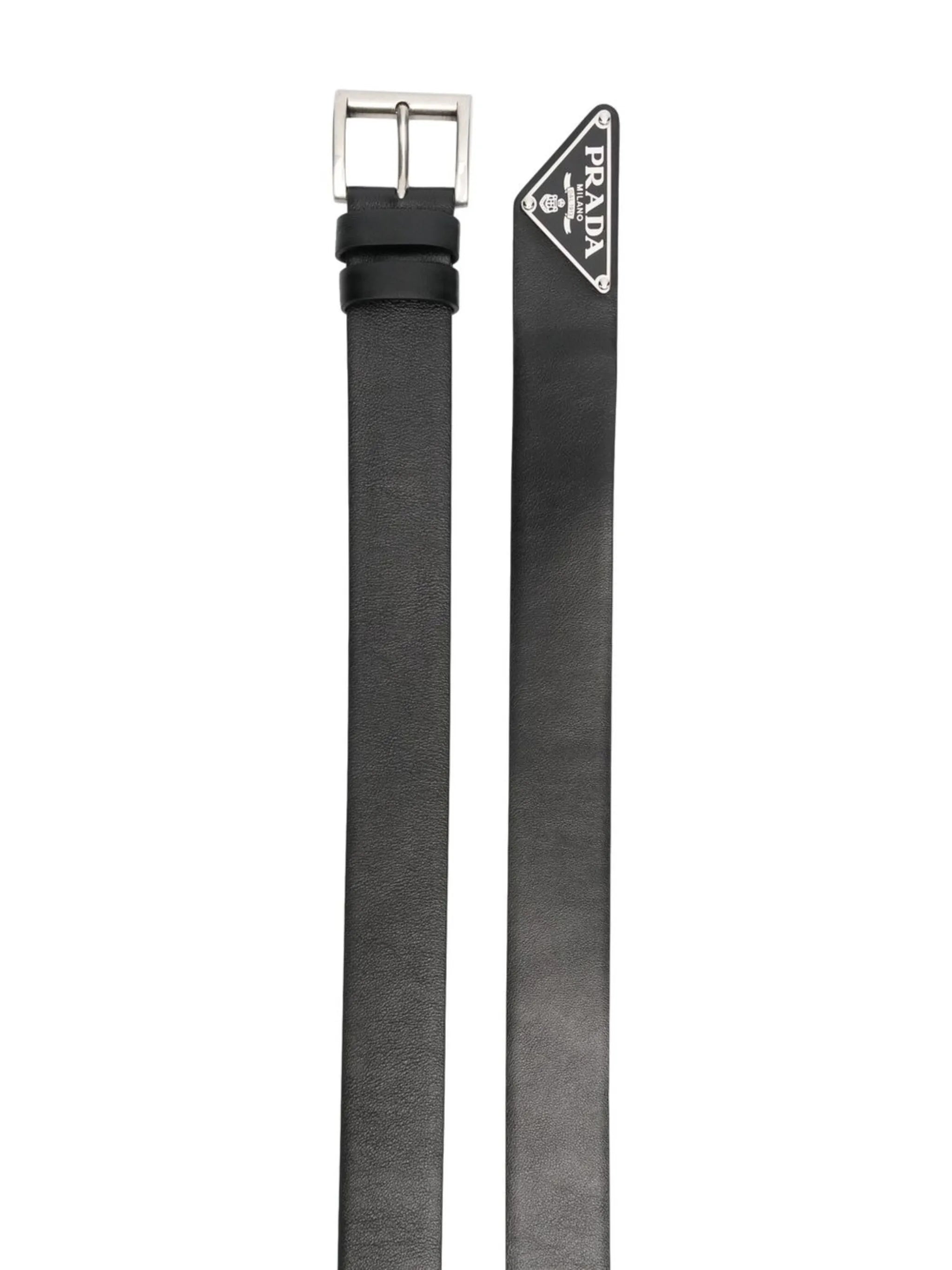 logo-plaque leather belt