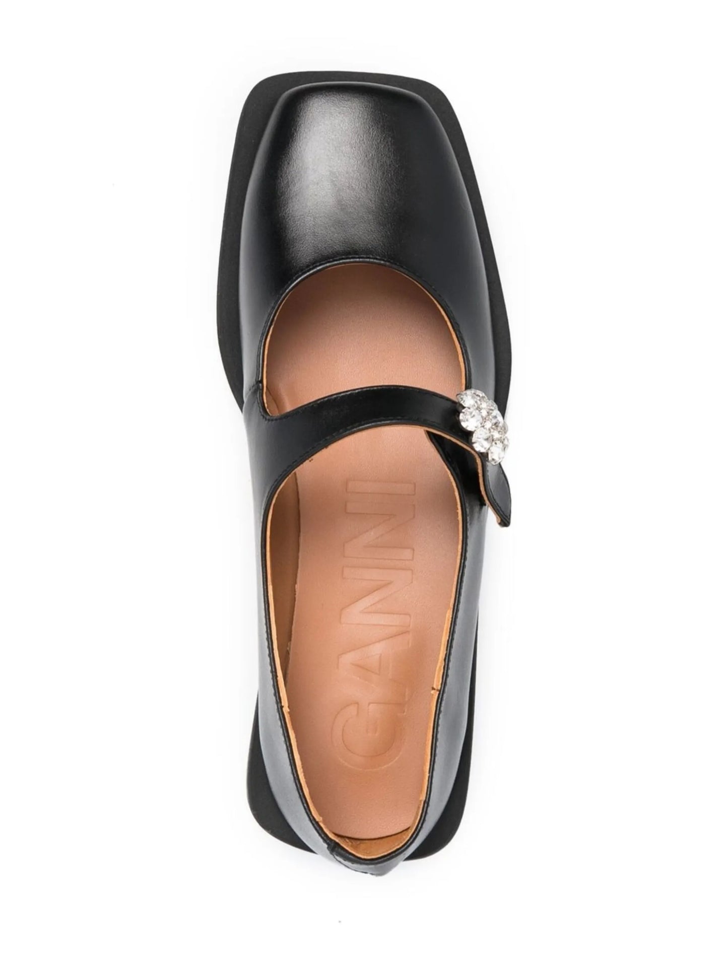crystal-embellished square toe loafers