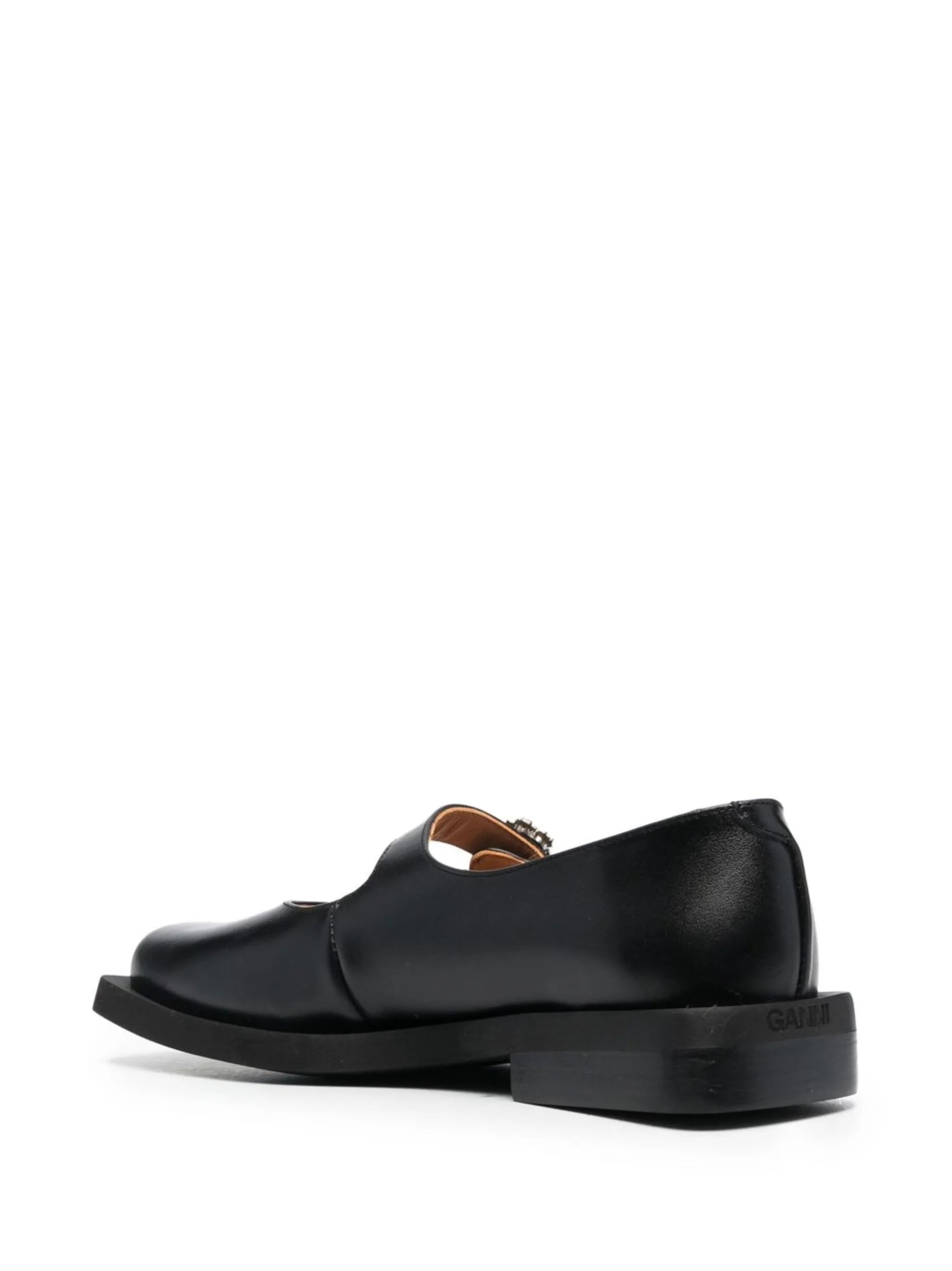 crystal-embellished square toe loafers