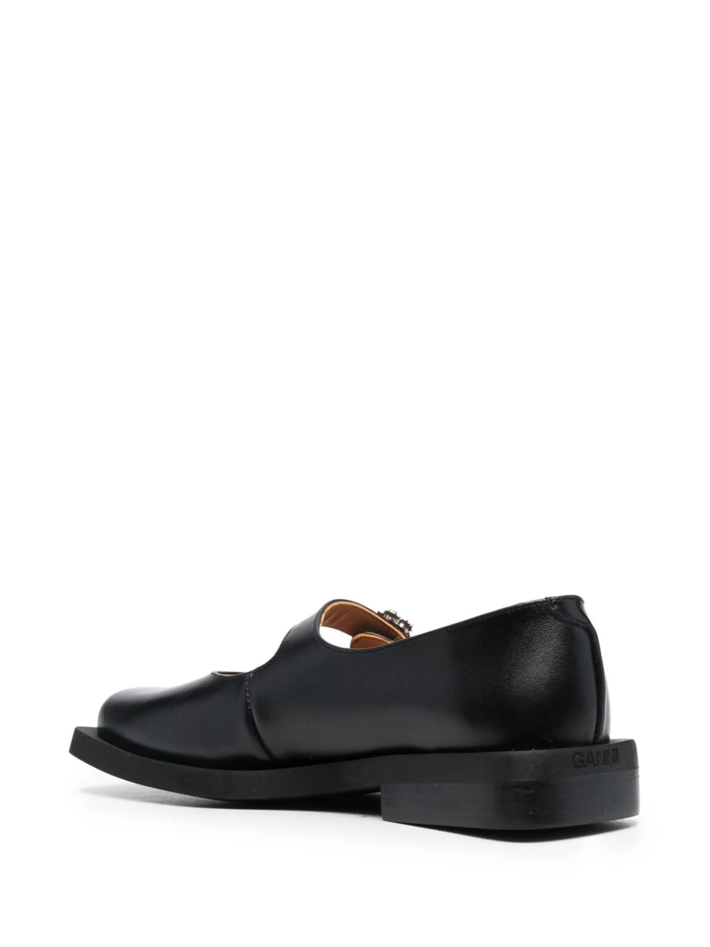 crystal-embellished square toe loafers