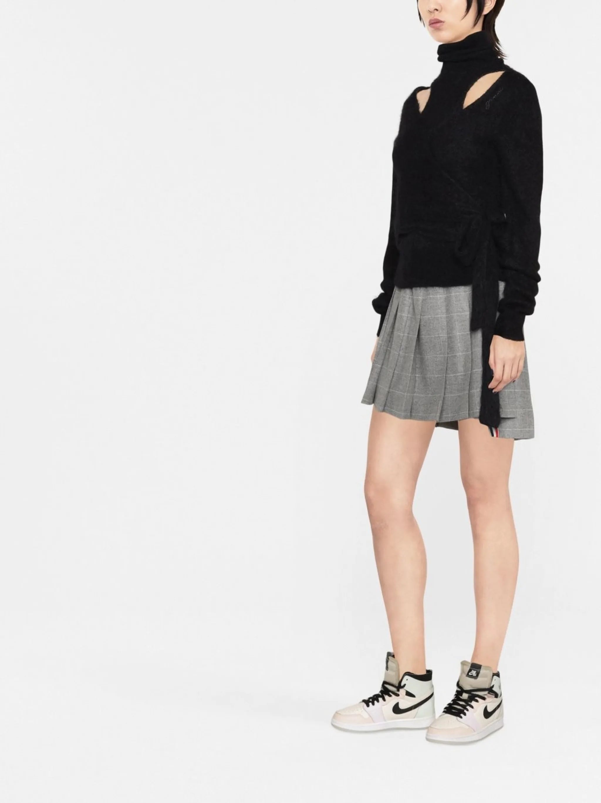 brushed cut-out wrap top