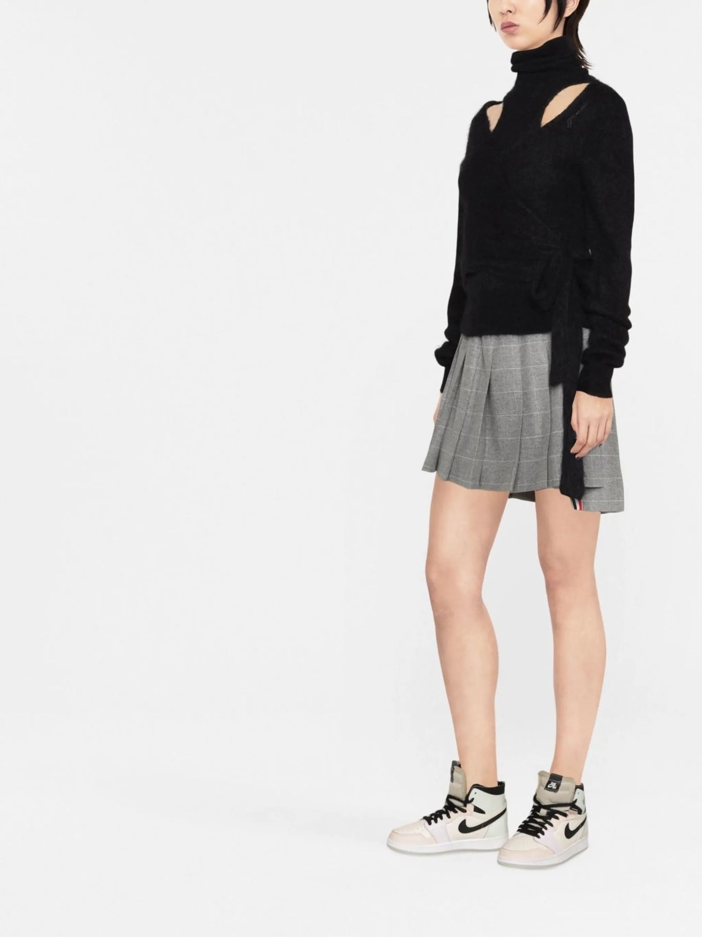 brushed cut-out wrap top