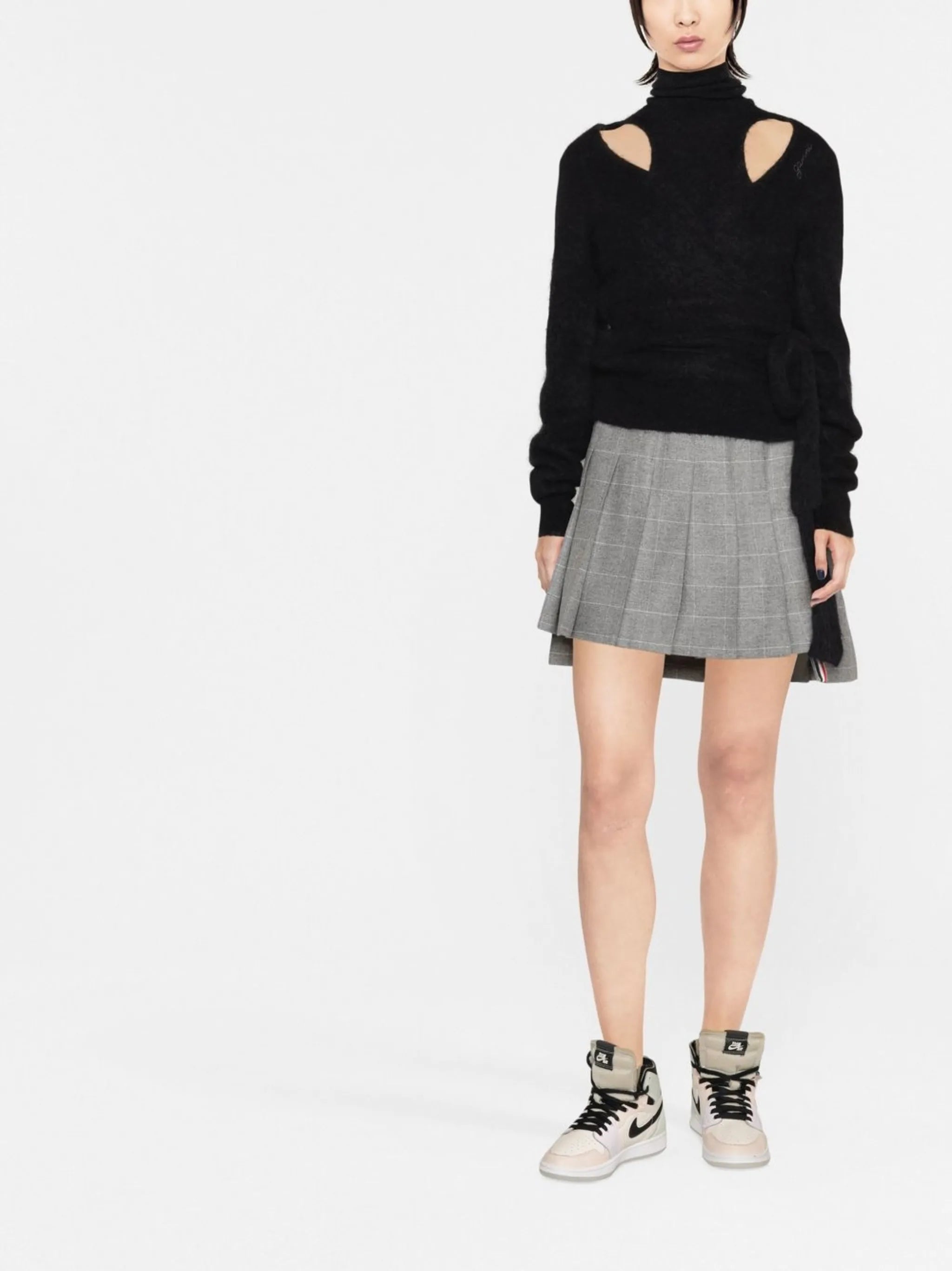 brushed cut-out wrap top