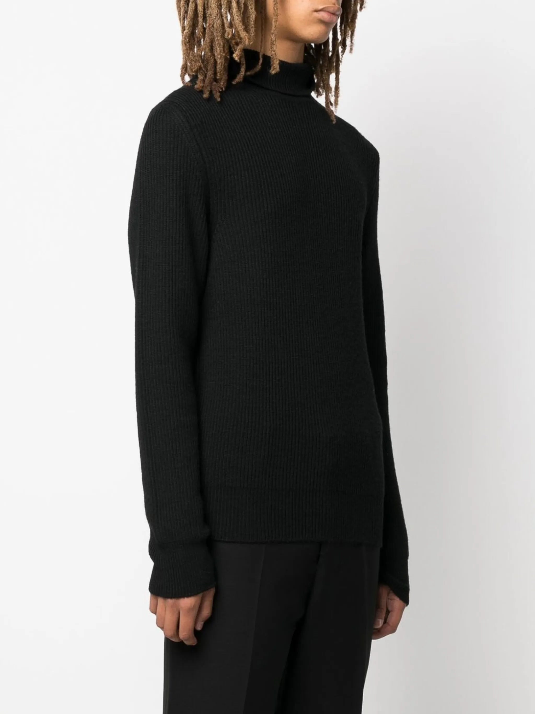 roll-neck ribbed-knit jumper