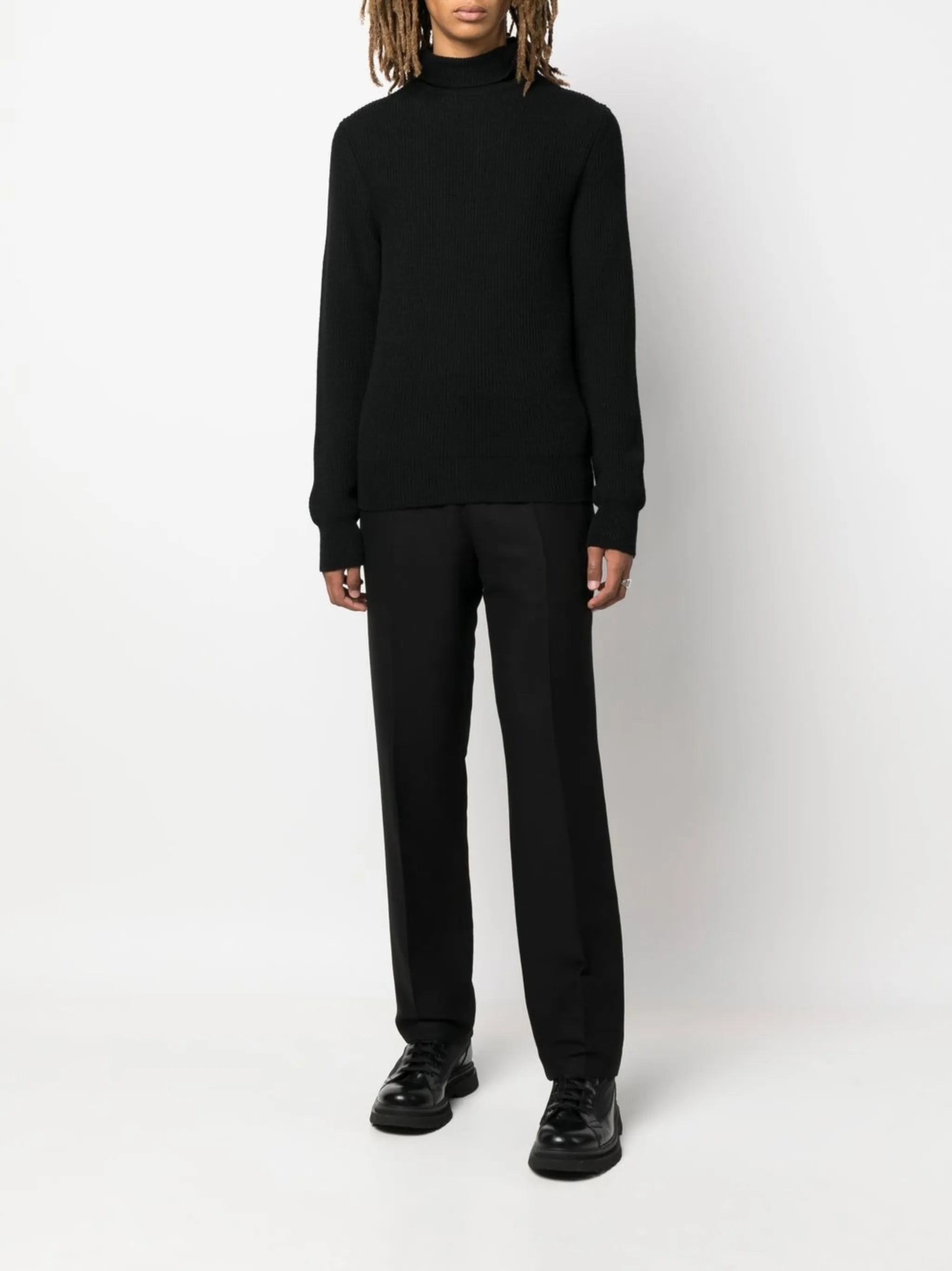 roll-neck ribbed-knit jumper