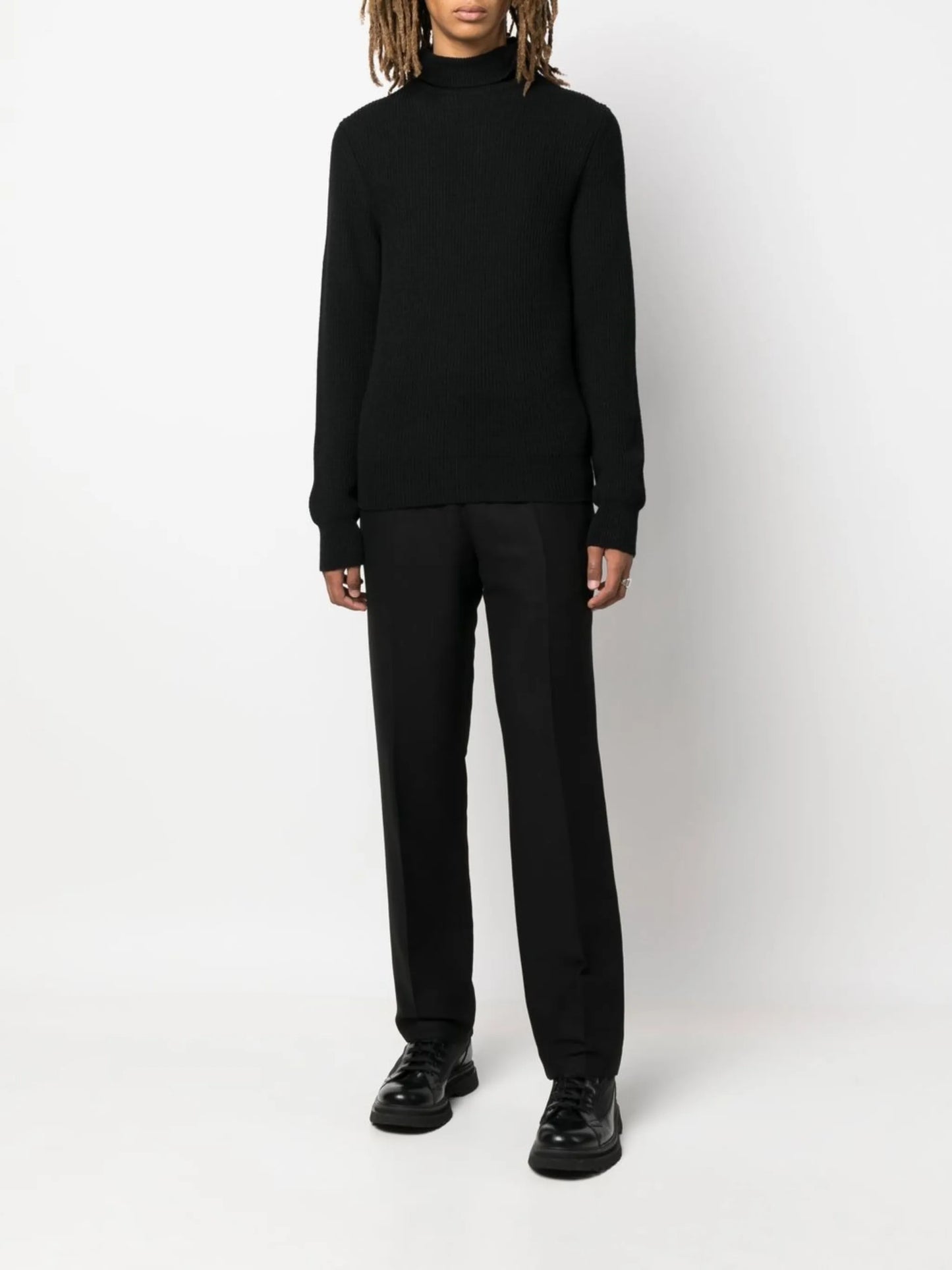 roll-neck ribbed-knit jumper