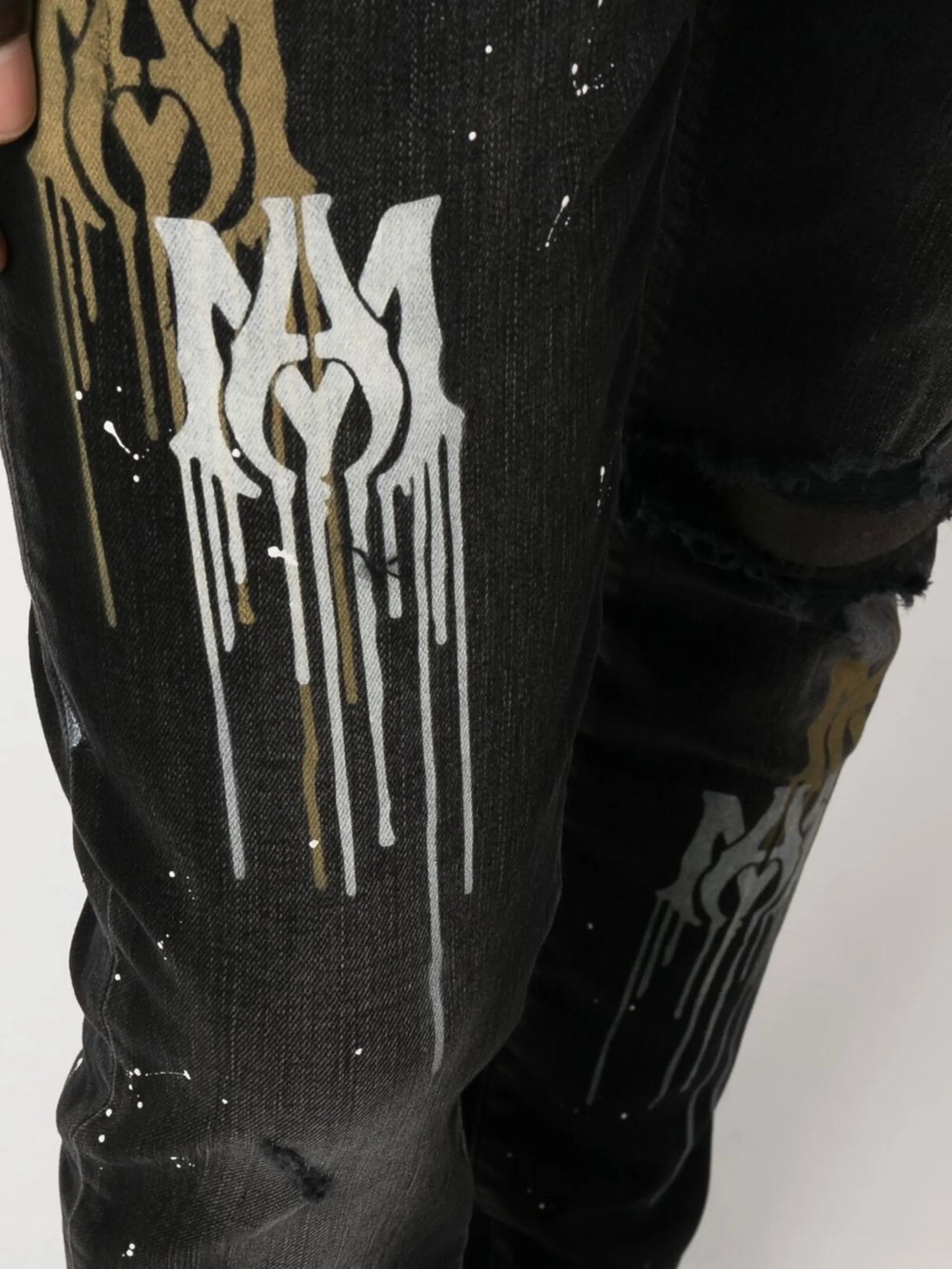 paint splatter-blend skinny-cut jeans