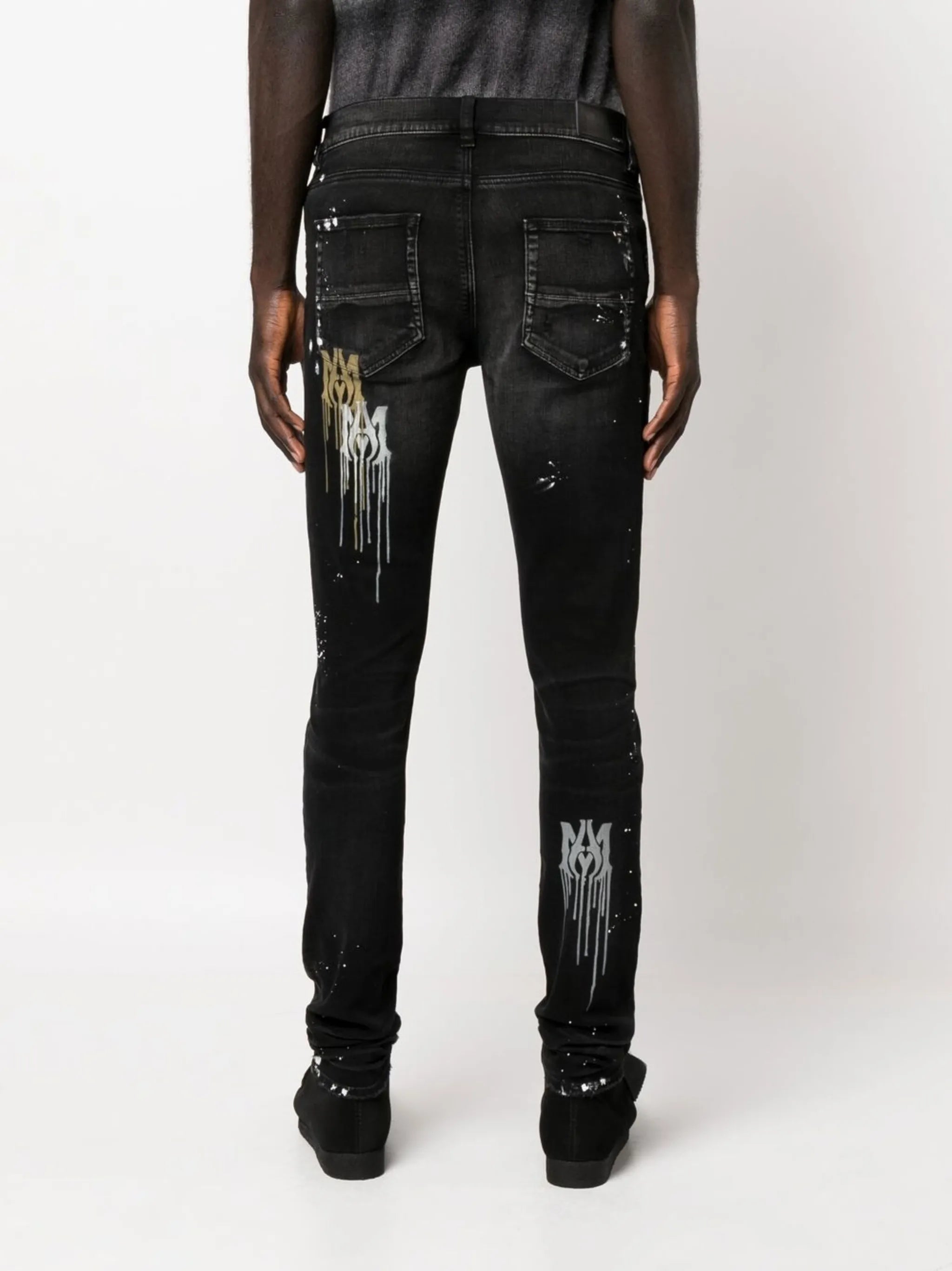 paint splatter-blend skinny-cut jeans