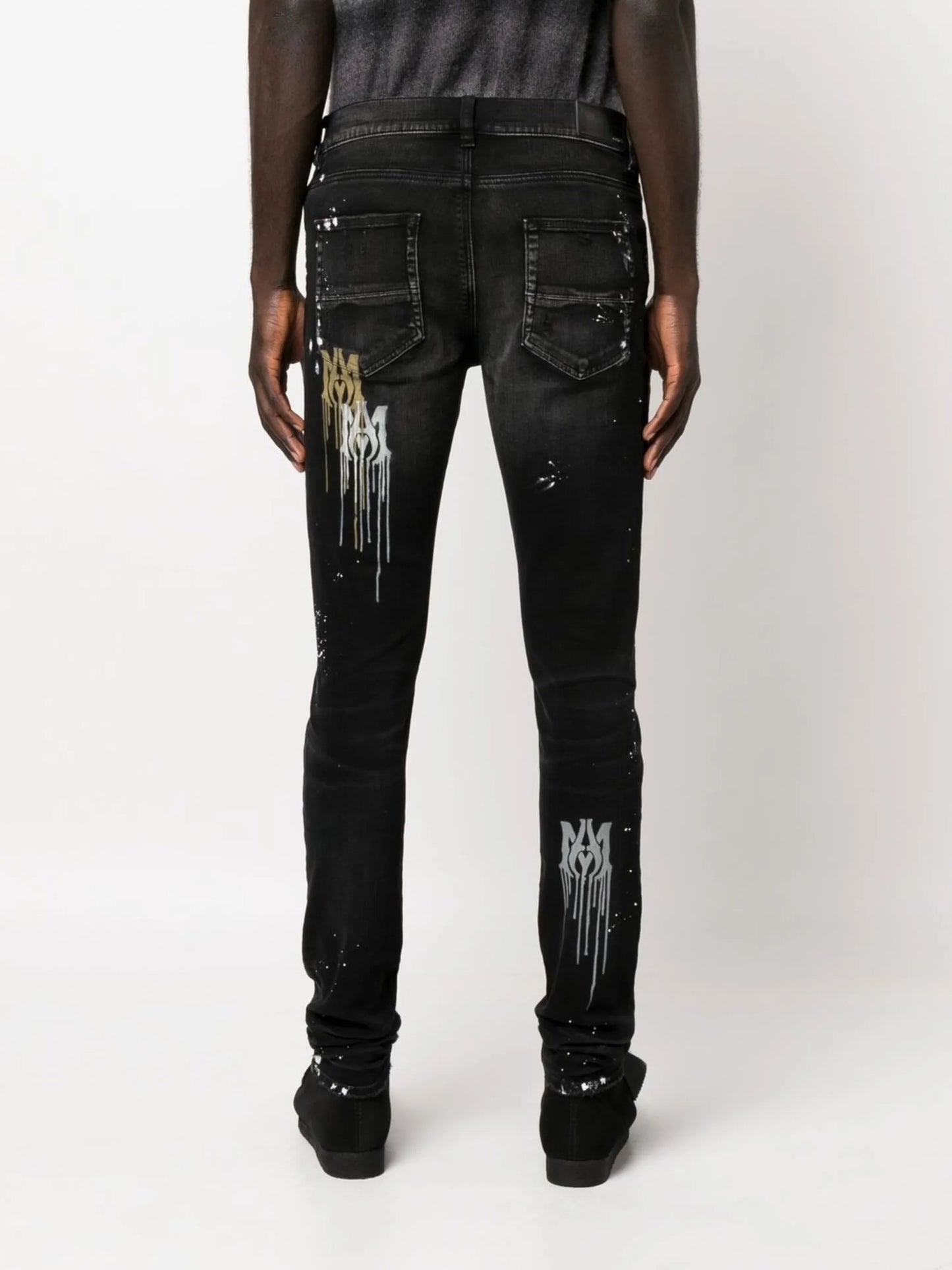 paint splatter-blend skinny-cut jeans