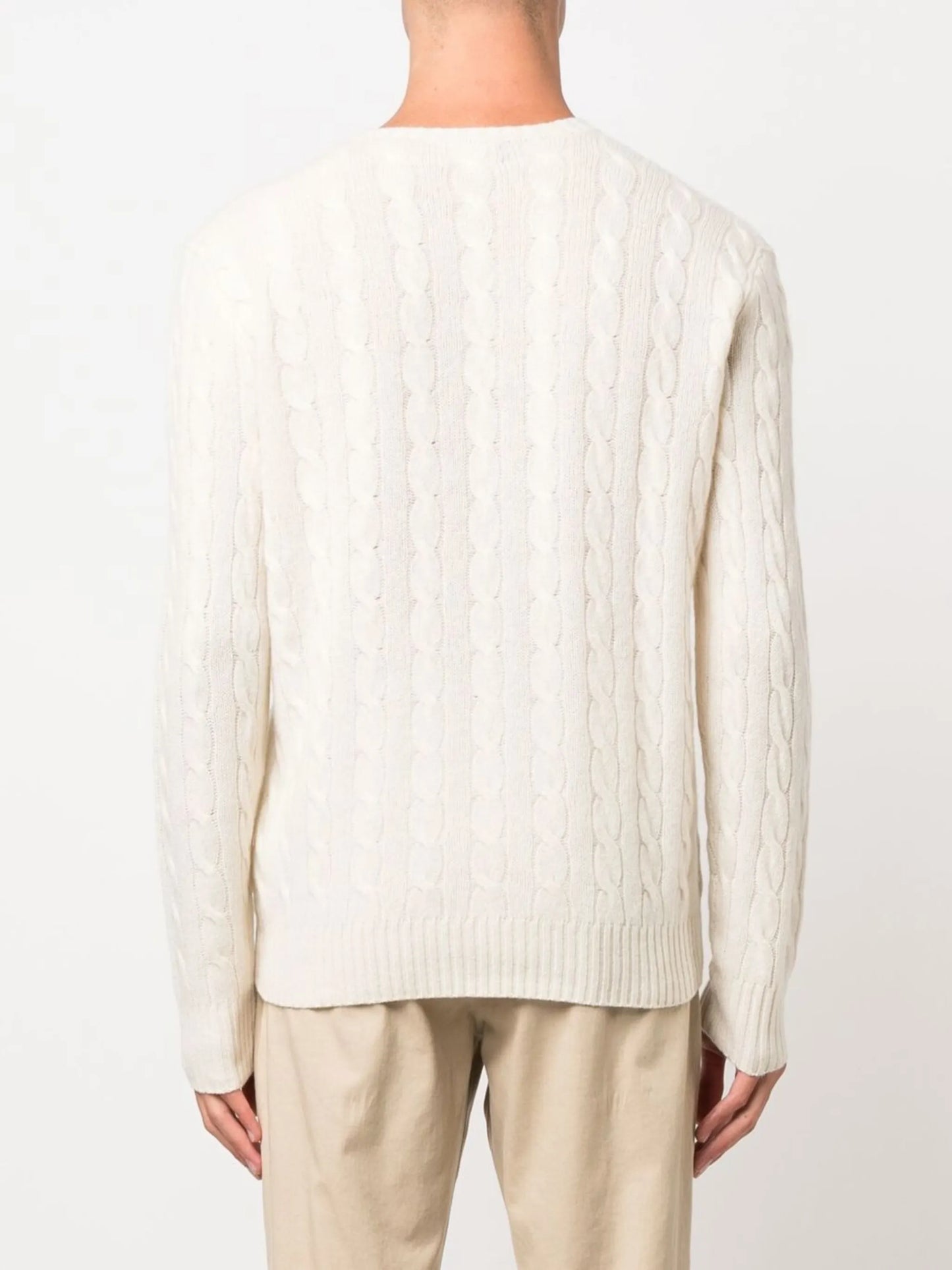 logo-embroidered cable-knit sweater