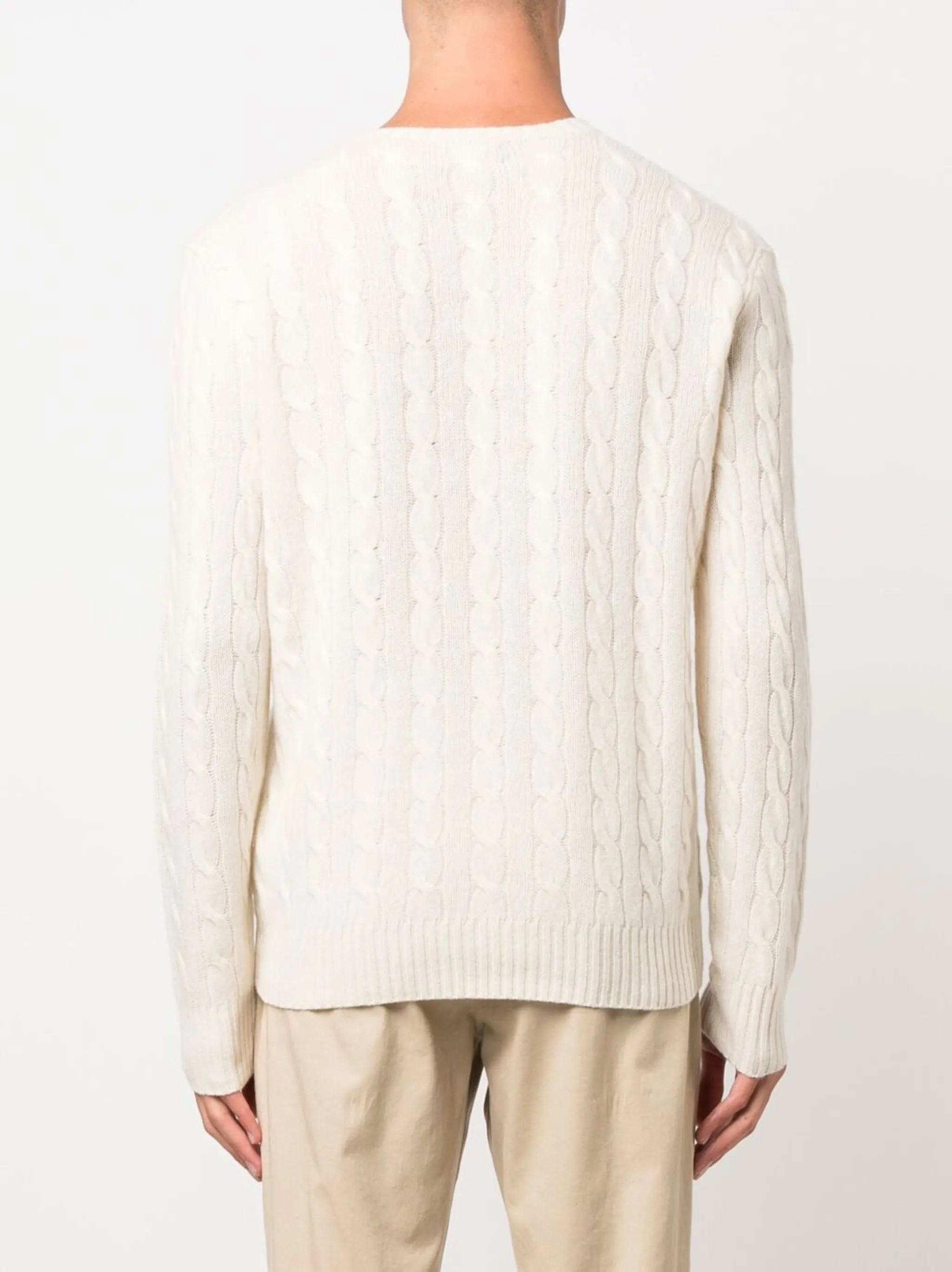 logo-embroidered cable-knit jumper