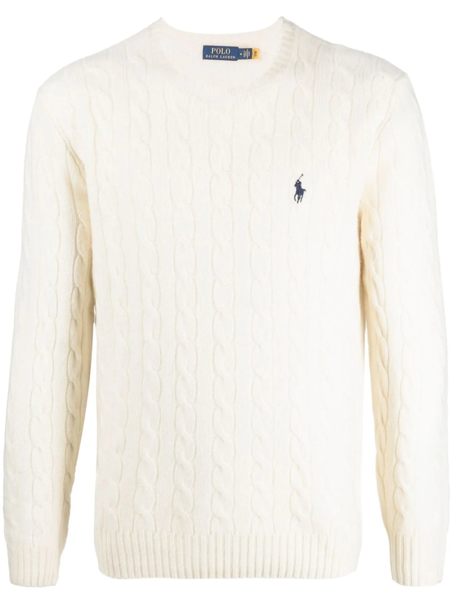 logo-embroidered cable-knit sweater