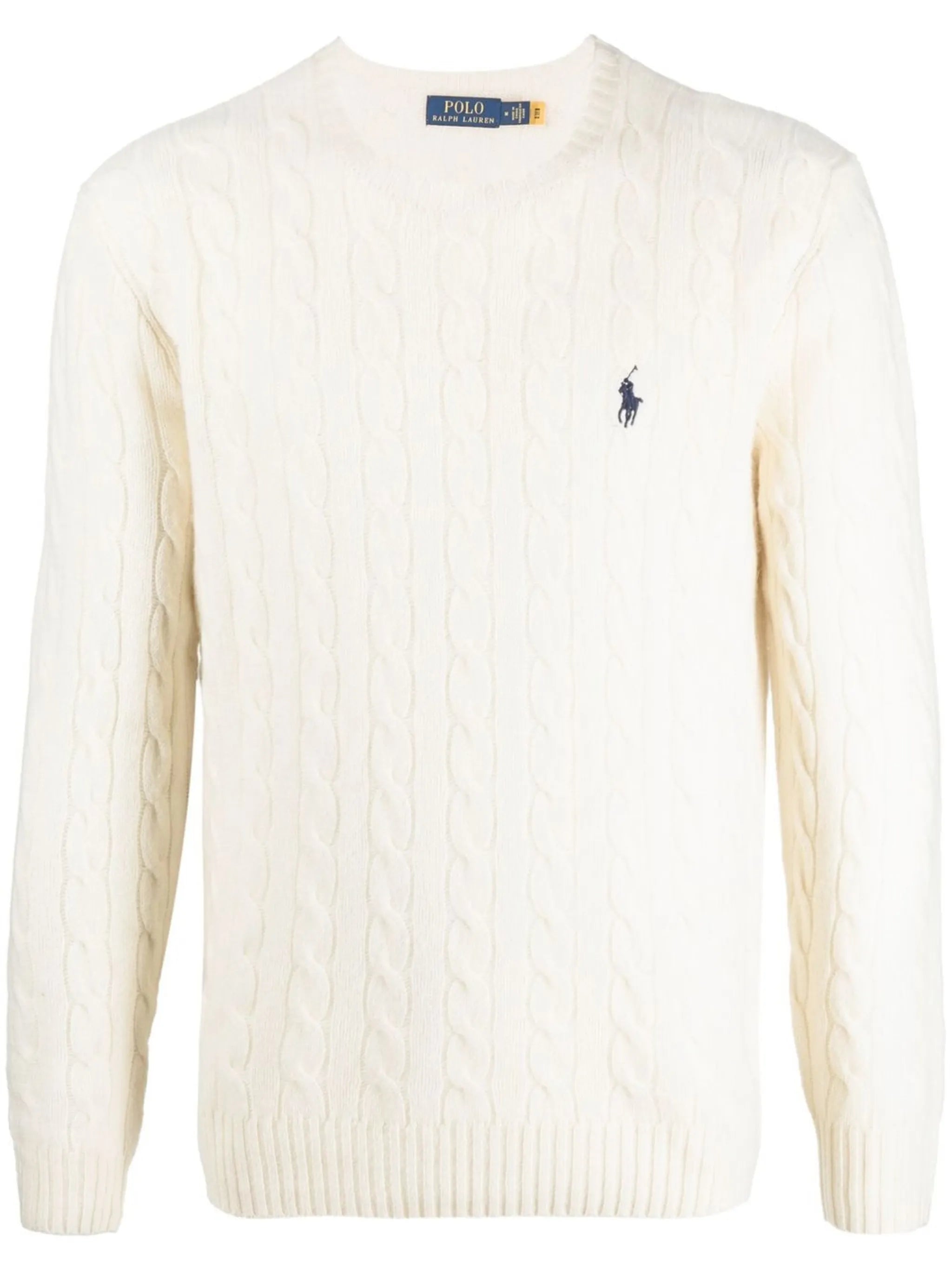 logo-embroidered cable-knit jumper