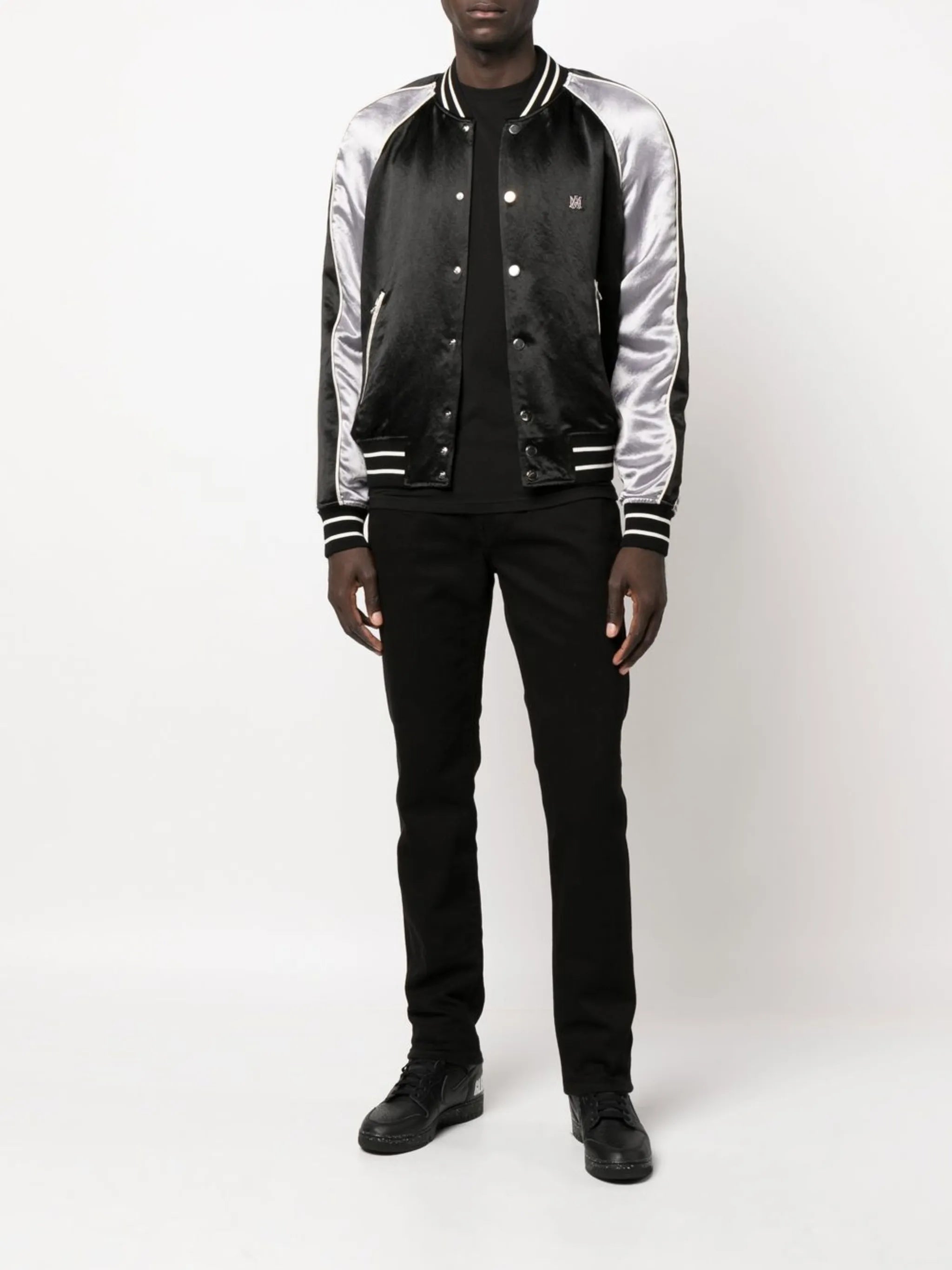 embroidered-logo bomber jacket