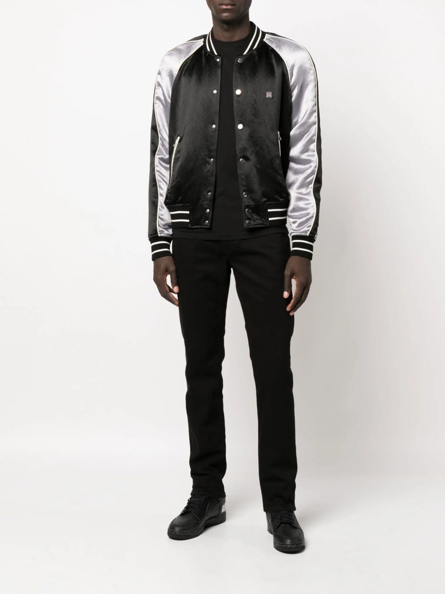 embroidered-logo bomber jacket