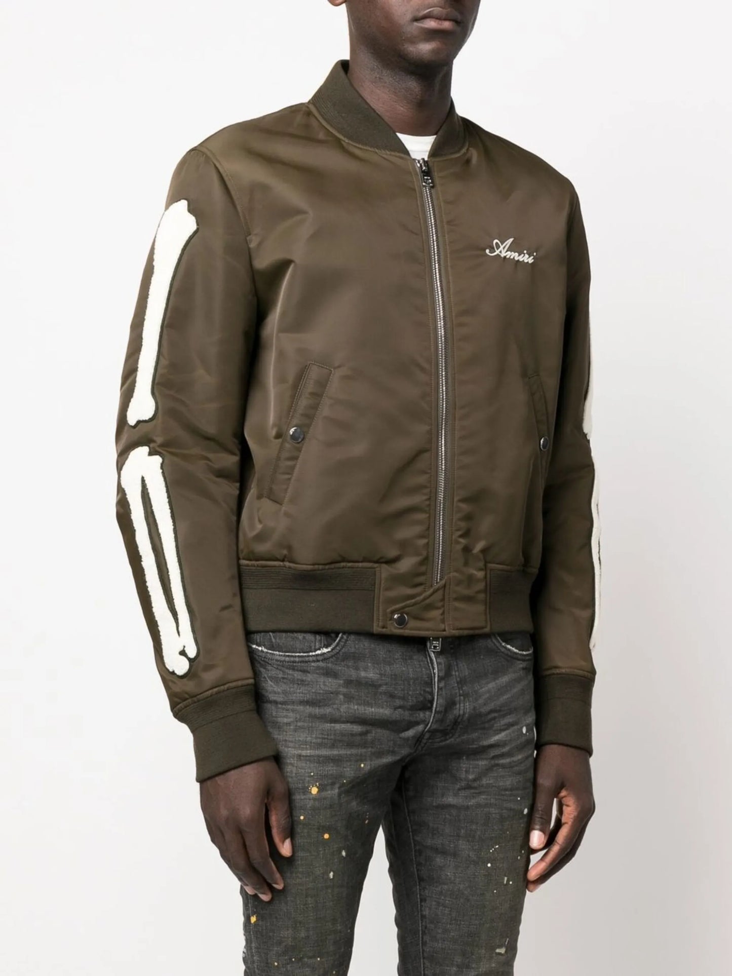 Bones appliqué logo-embroidered bomber jacket