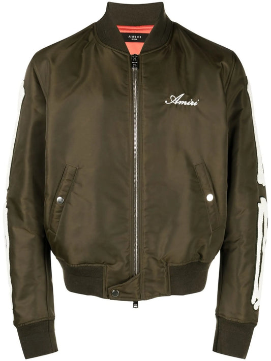Bones appliqué logo-embroidered bomber jacket