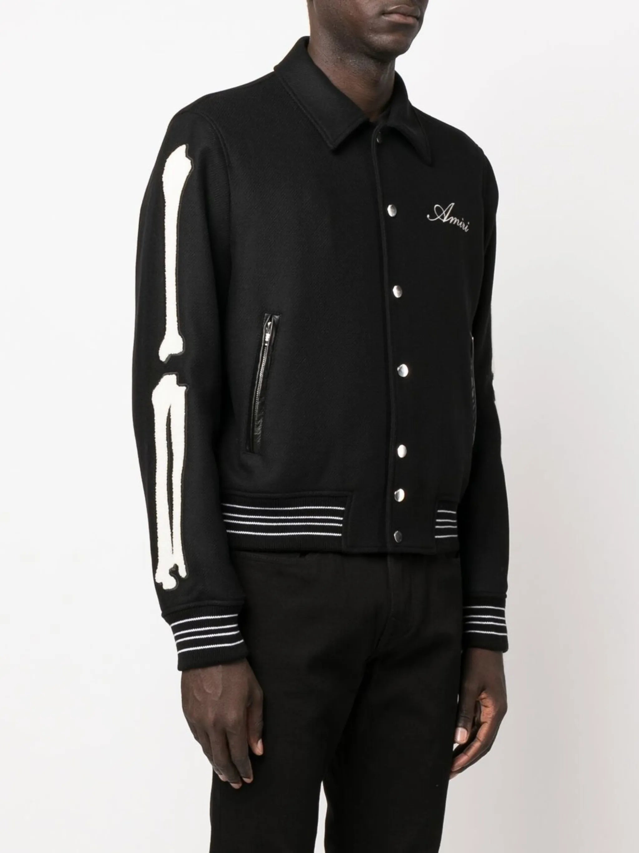 Bones Varsity appliqué wool-blend bomber jacket