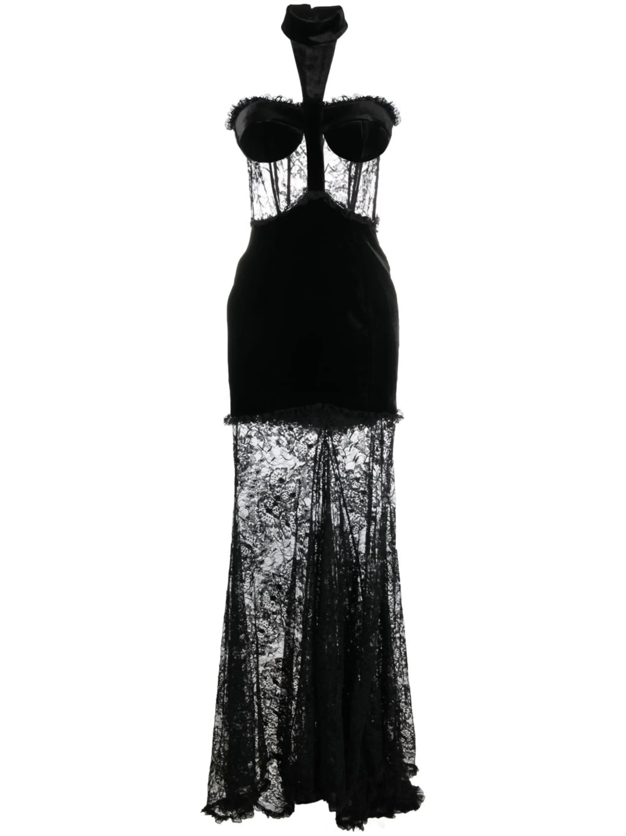halterneck lace gown