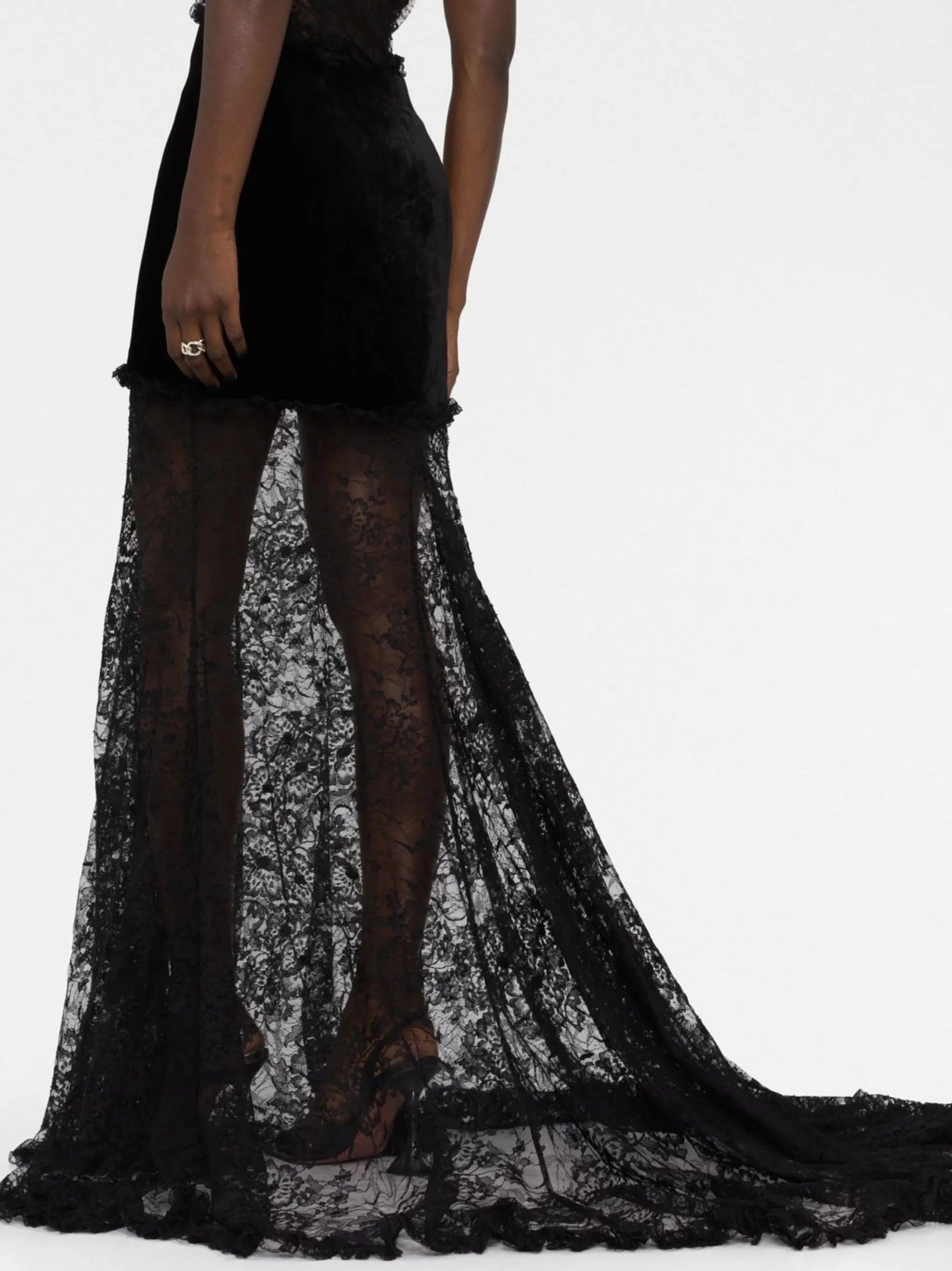 halterneck lace gown