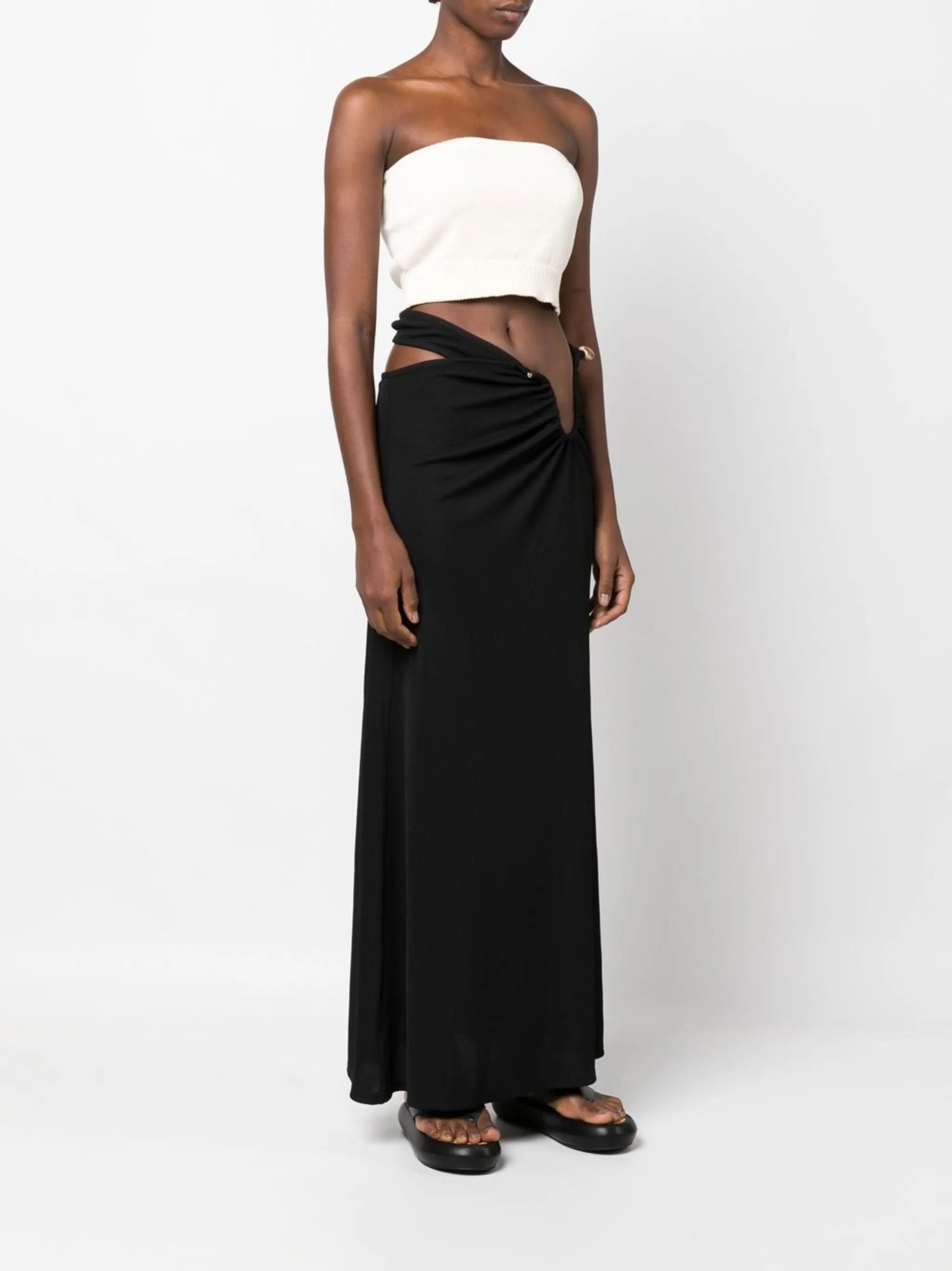 high-waisted cut-out maxi skirt