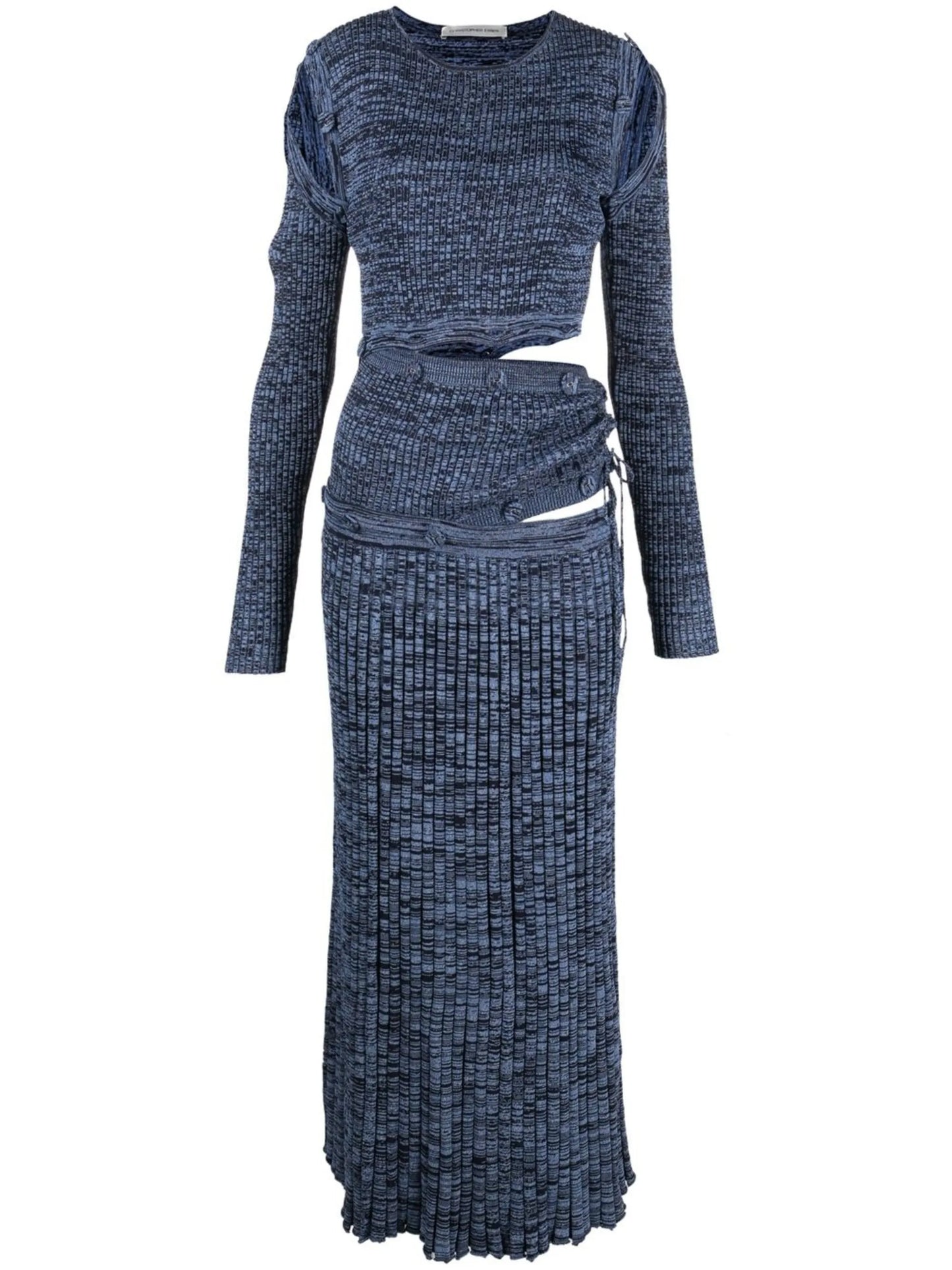 Deconstruct ribbed-knit midi dress