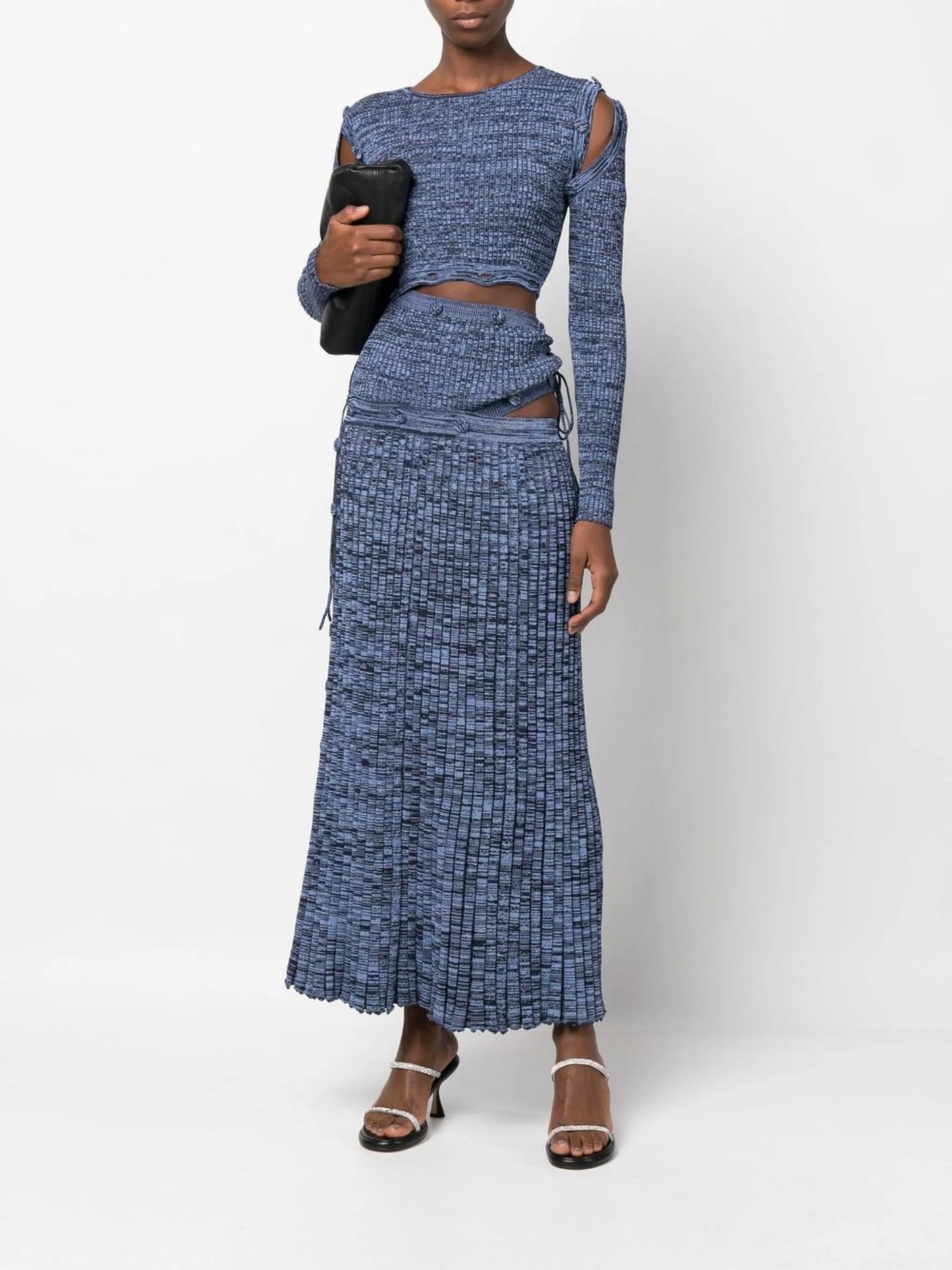 Deconstruct ribbed-knit midi dress