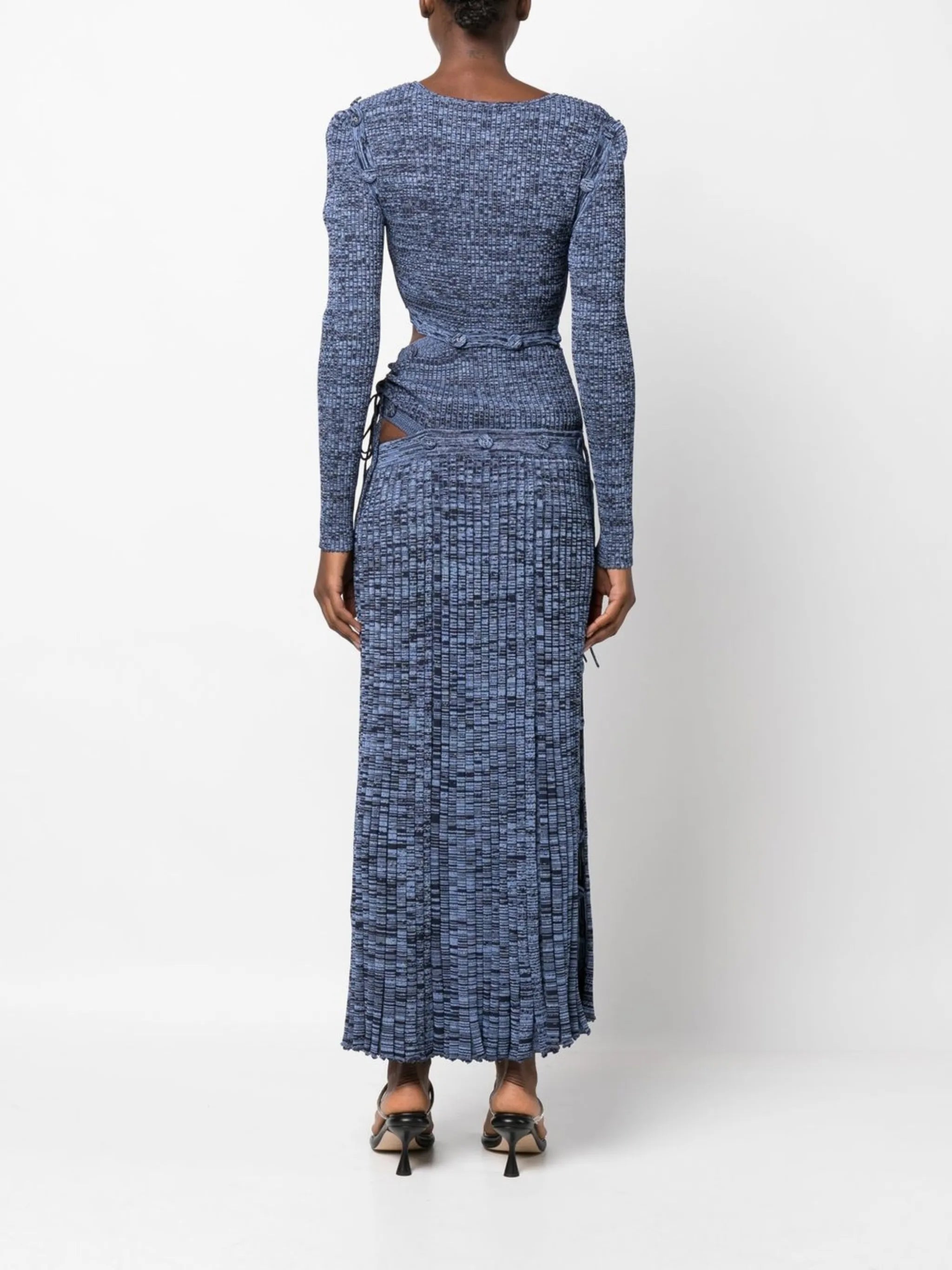 Deconstruct ribbed-knit midi dress