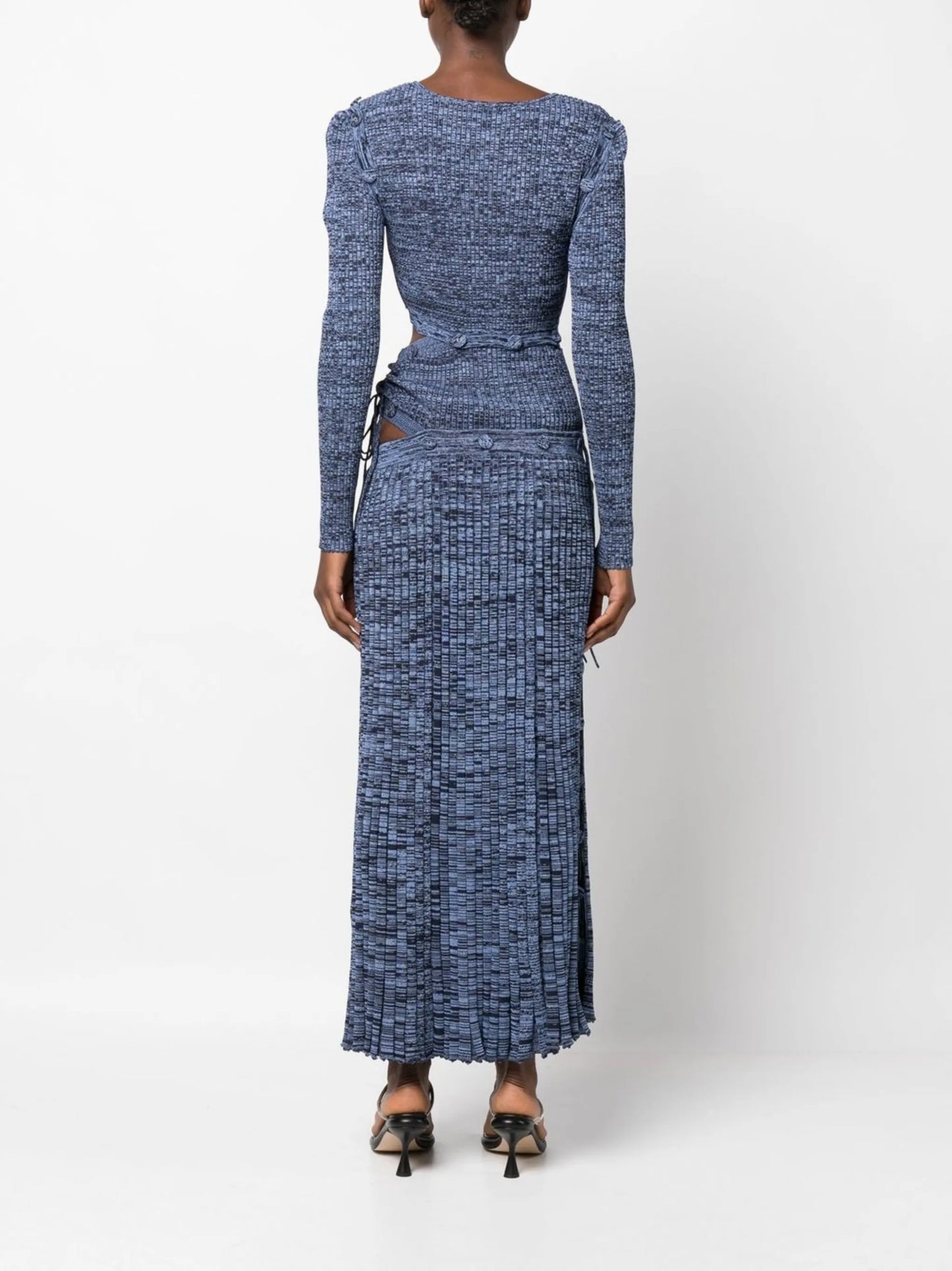 Deconstruct ribbed-knit midi dress