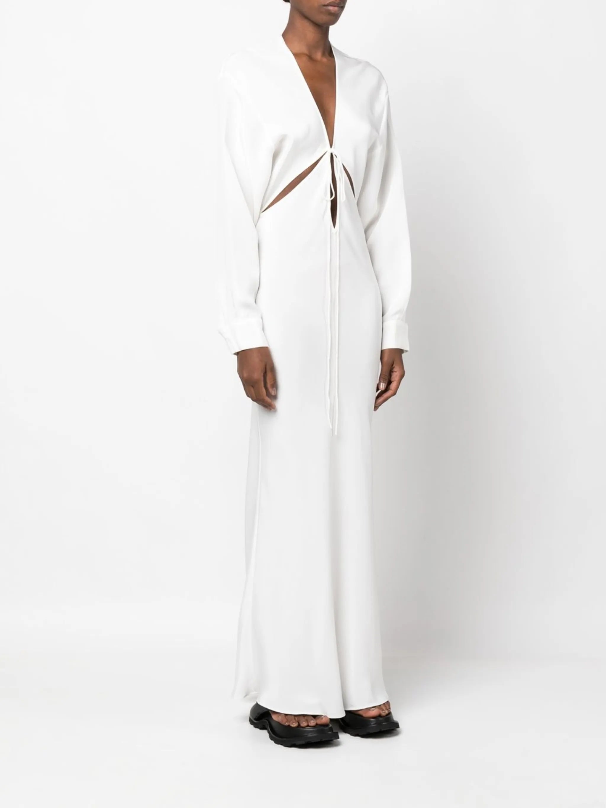 cut out-detail silk maxi dress