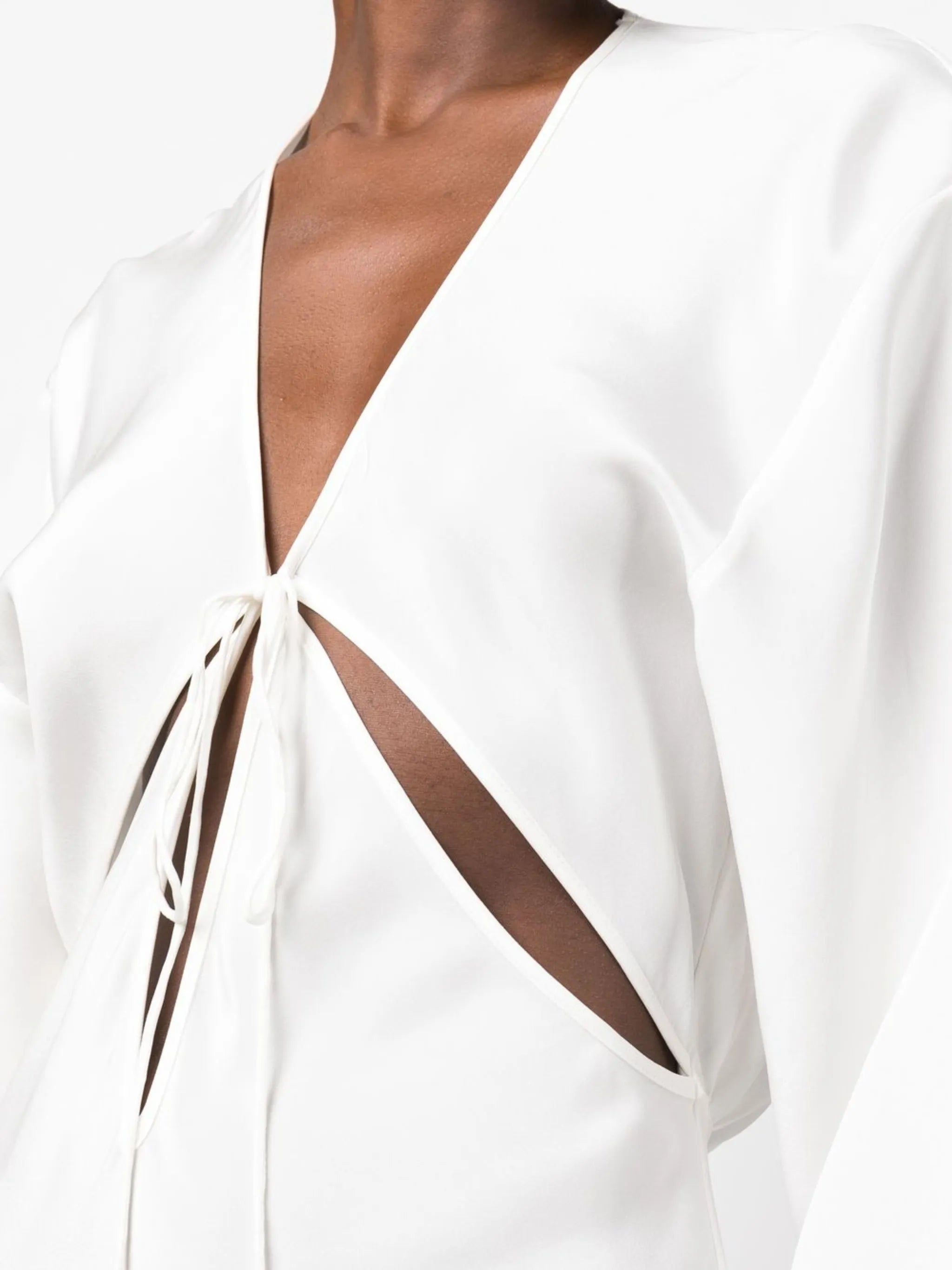 cut out-detail silk maxi dress