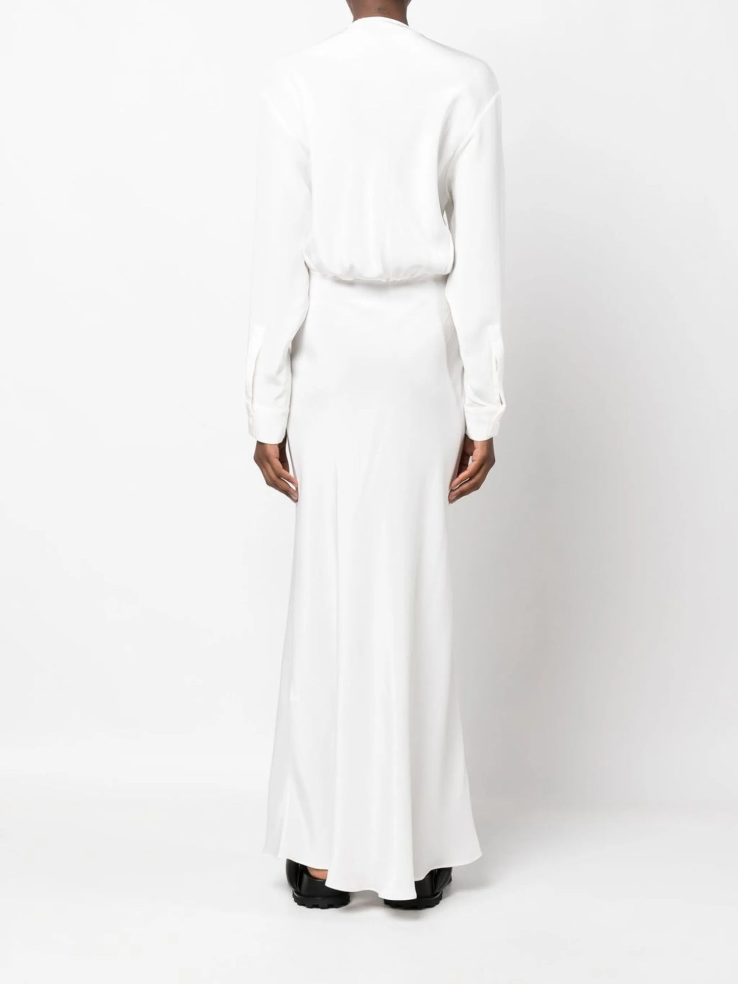 cut out-detail silk maxi dress