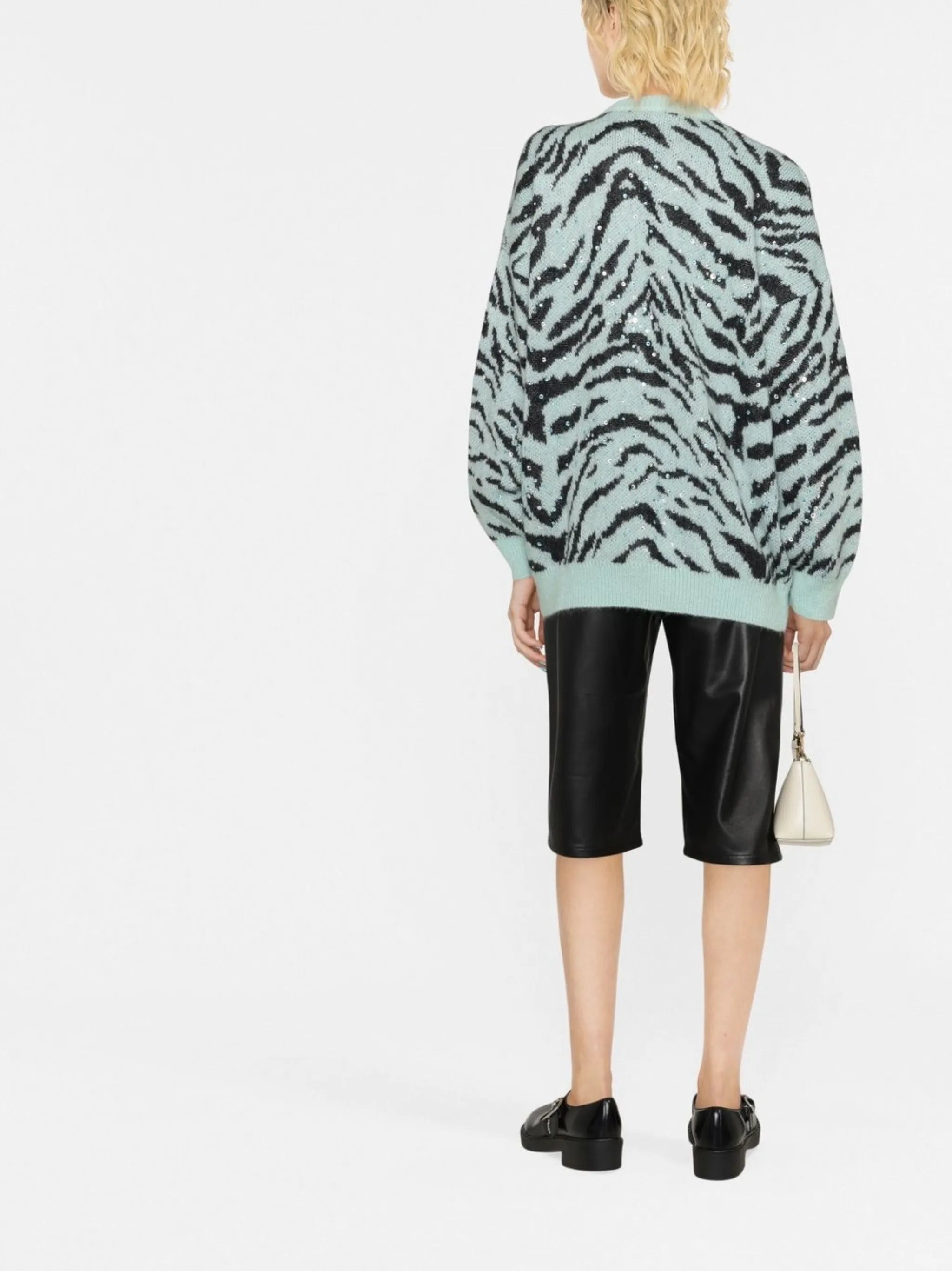 zebra-print knit cardigan